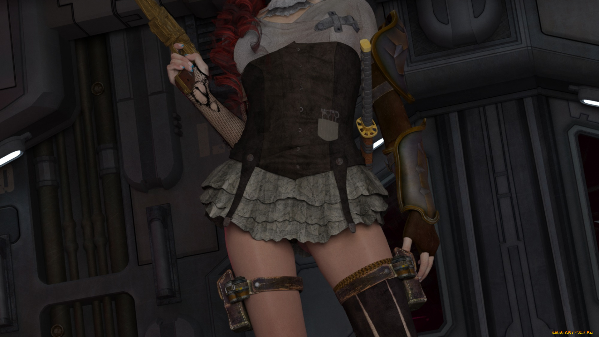 3д, графика, люди, , people, взгляд, оружие, девушка