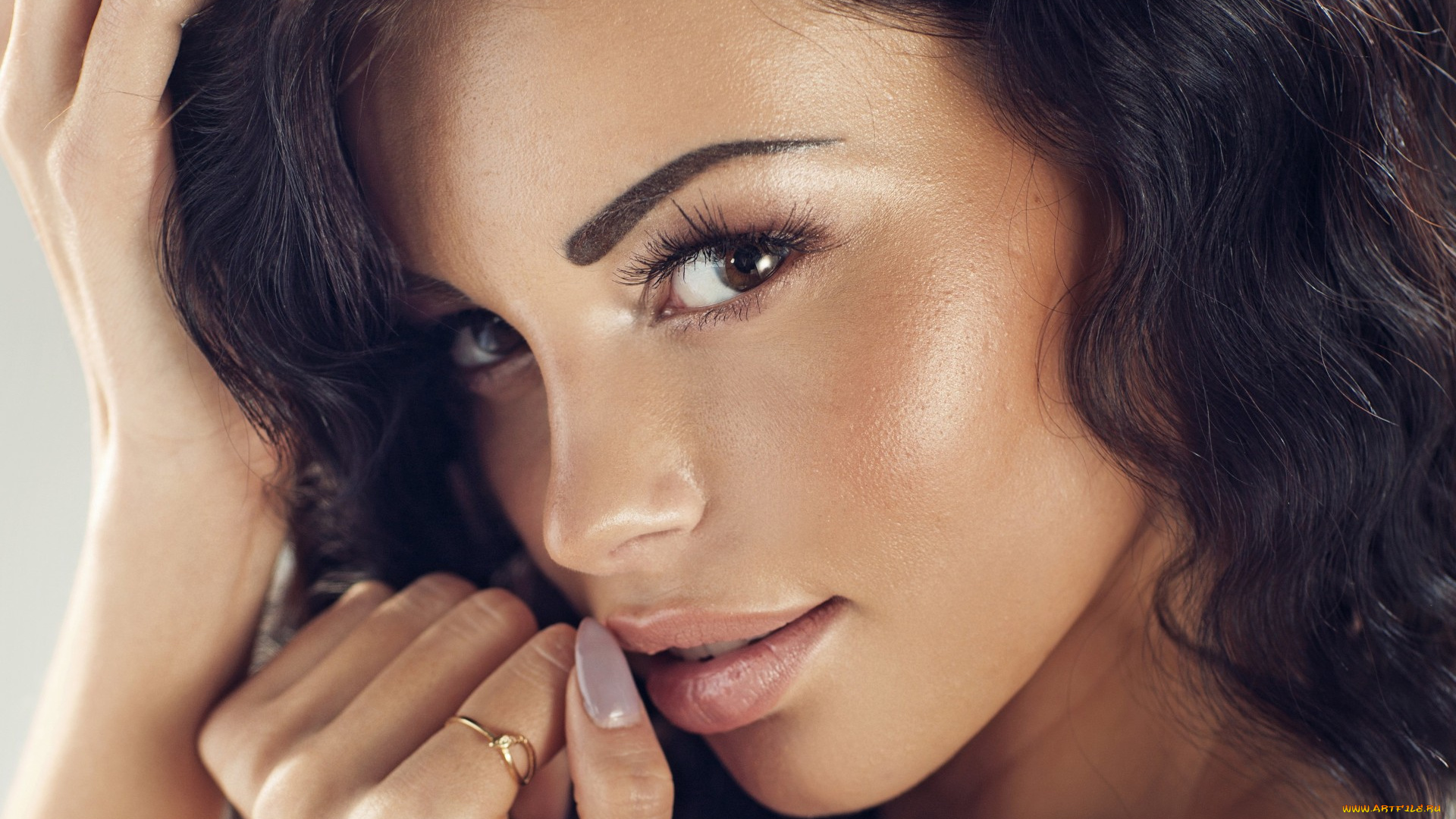 девушки, -unsort, , лица, , портреты, взгляд, карие, глаза, кольцо, ресницы, лицо, модель