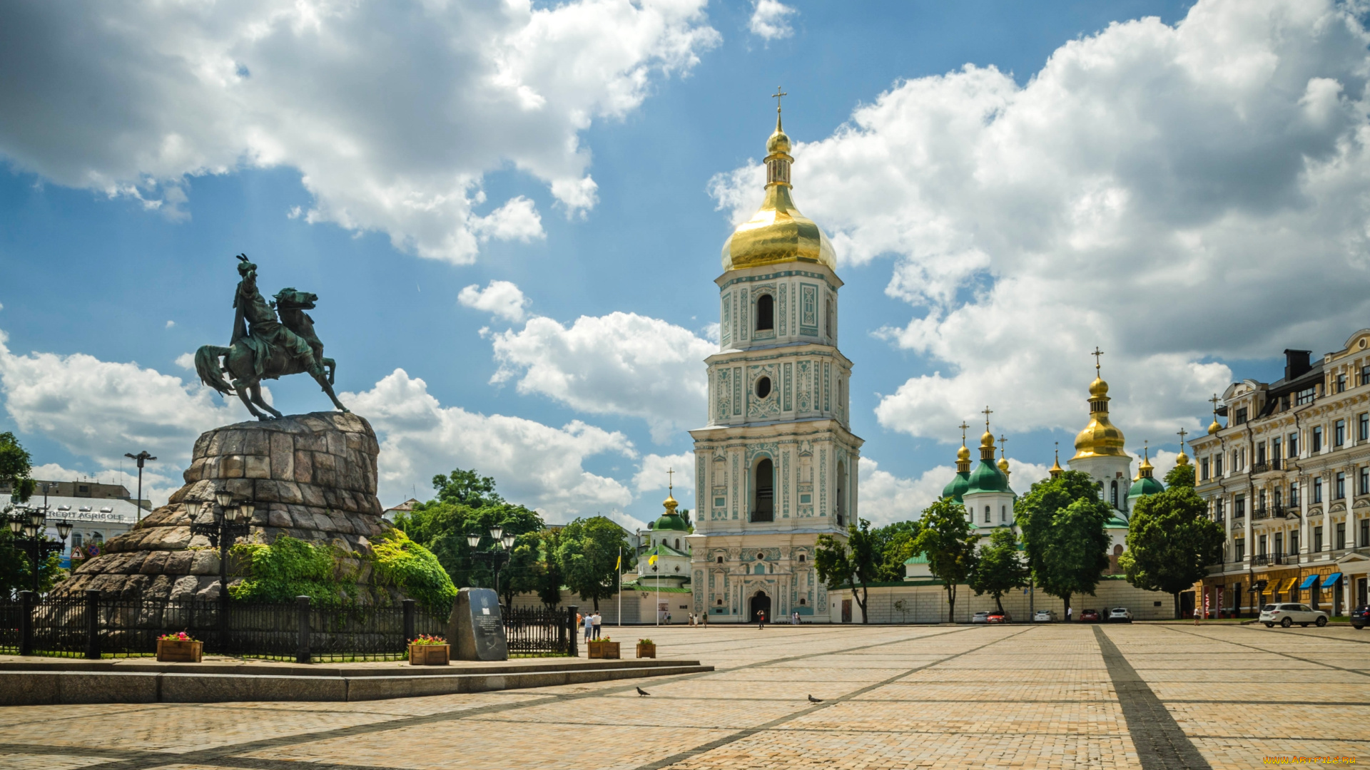 города, киев, , украина, собор, памятник