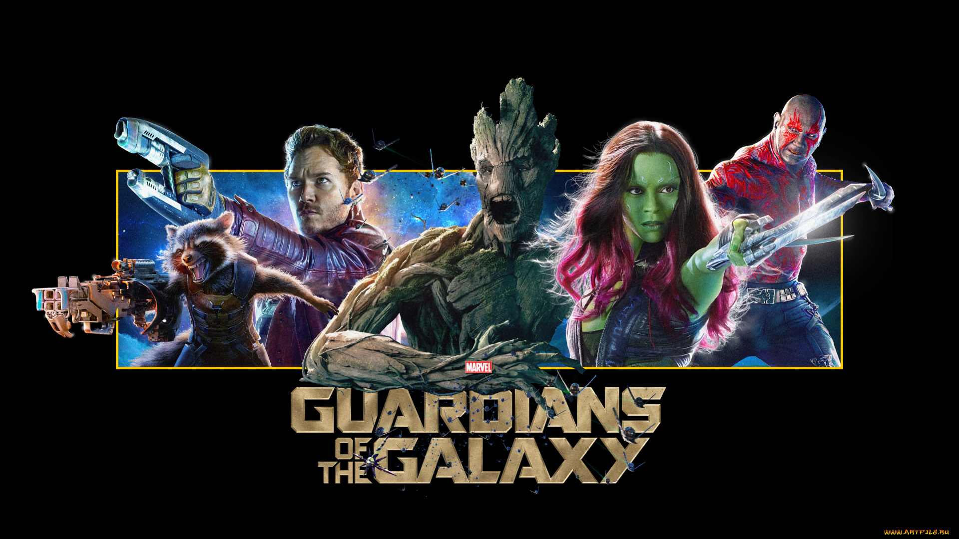 кино, фильмы, guardians, of, the, galaxy, gamora, zoe, saldana, стражи, галактики, star-lord, guardians, of, the, galaxy, peter, quill, chris, pratt, dave, bautista, drax, destroyer, vin, diesel, groot, bradley, cooper, rocket, raccoon