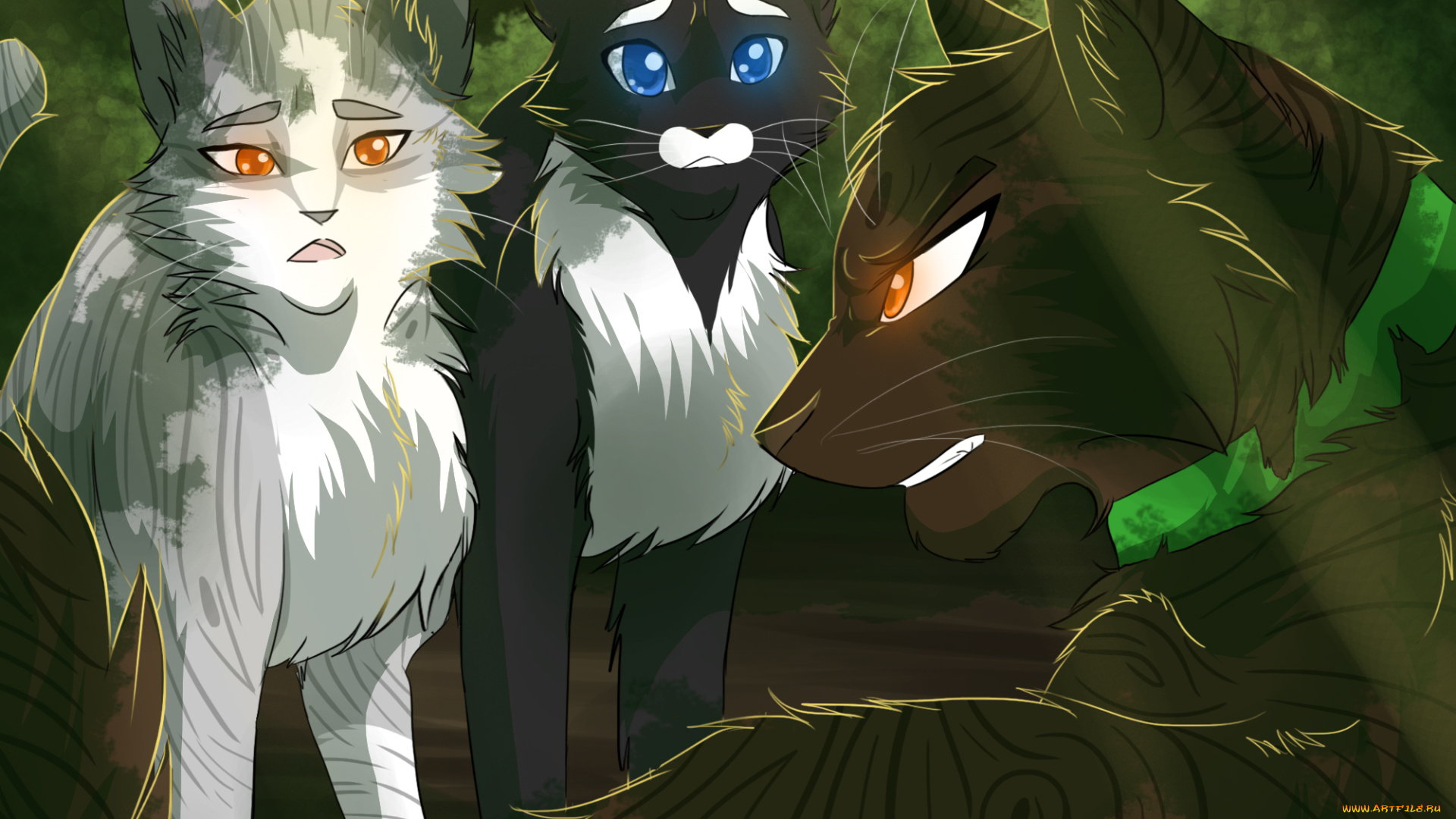 рисованные, животные, , сказочные, , мифические, звери, лучи, природа