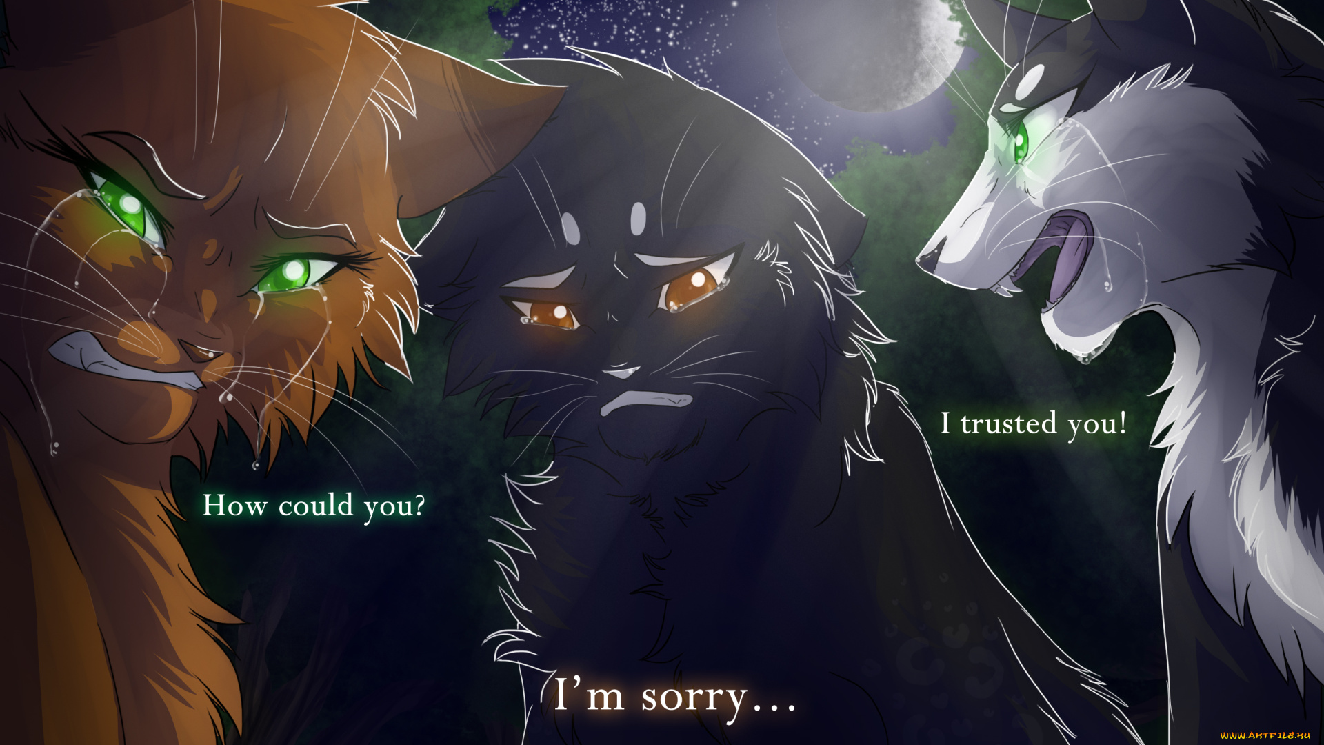 рисованные, животные, , сказочные, , мифические, трое, разговор, звери