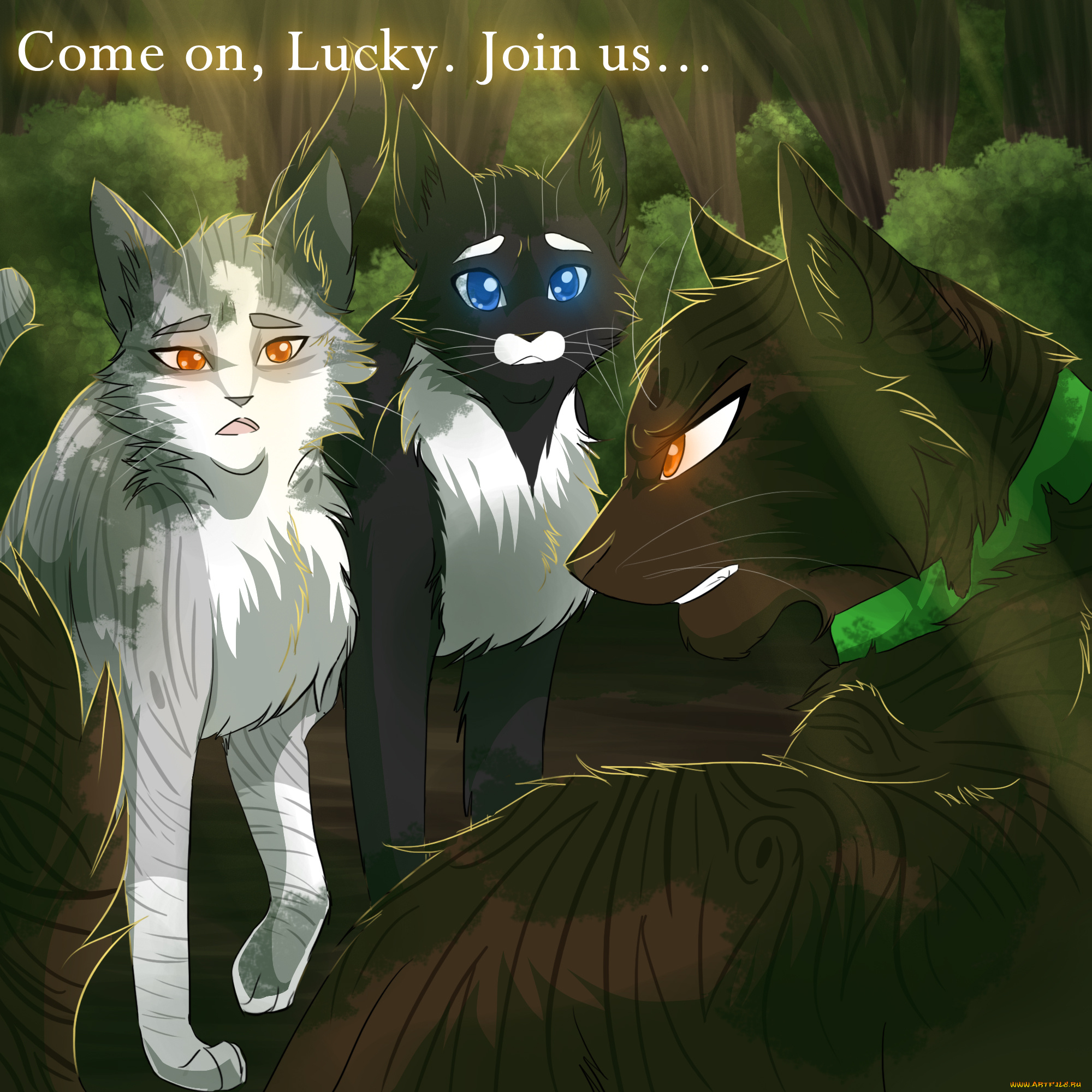 рисованные, животные, , сказочные, , мифические, звери, лучи, природа