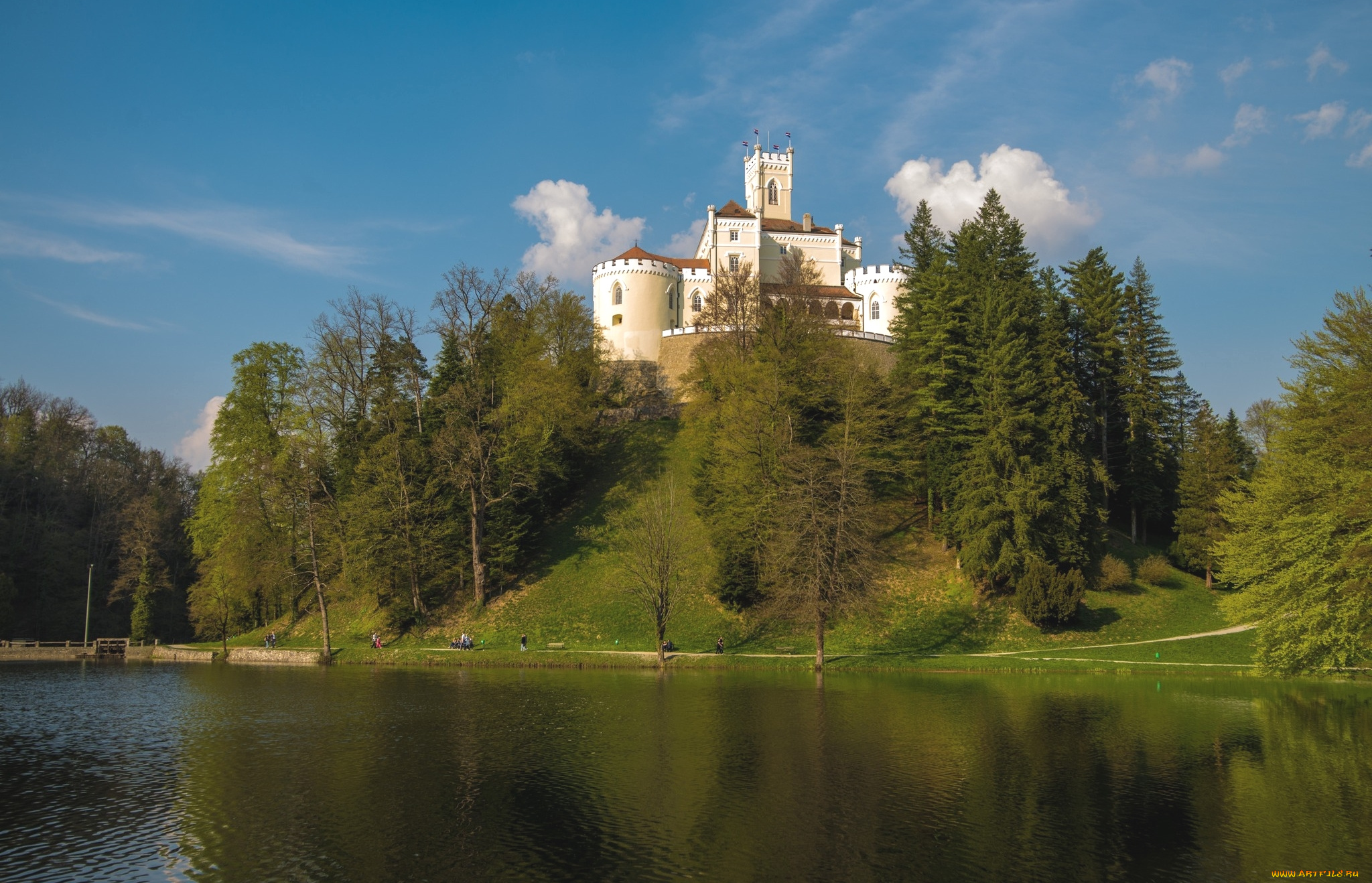 замок, тракоскан, , хорватия, города, -, дворцы, , замки, , крепости, река, замок