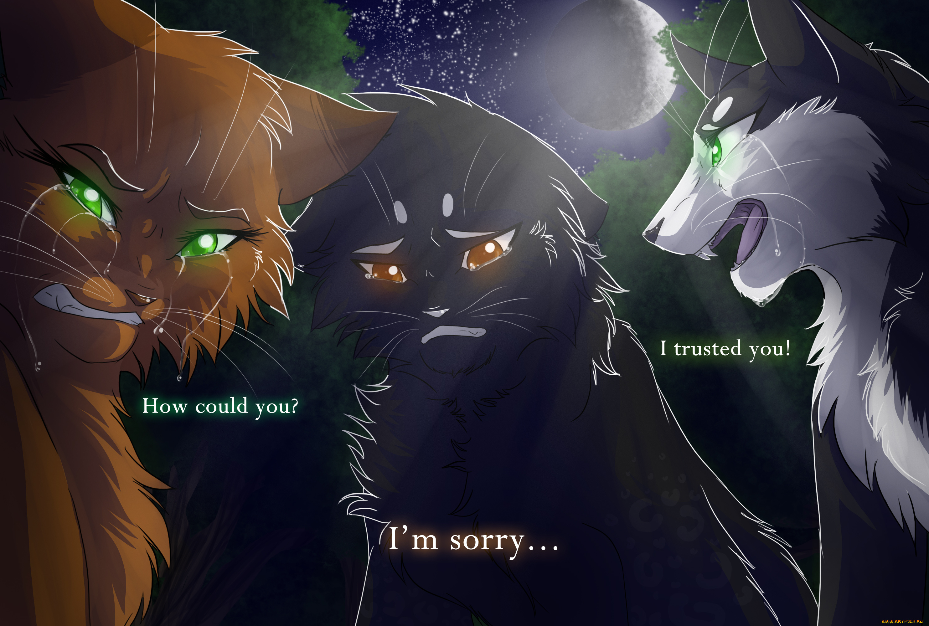 рисованные, животные, , сказочные, , мифические, трое, разговор, звери