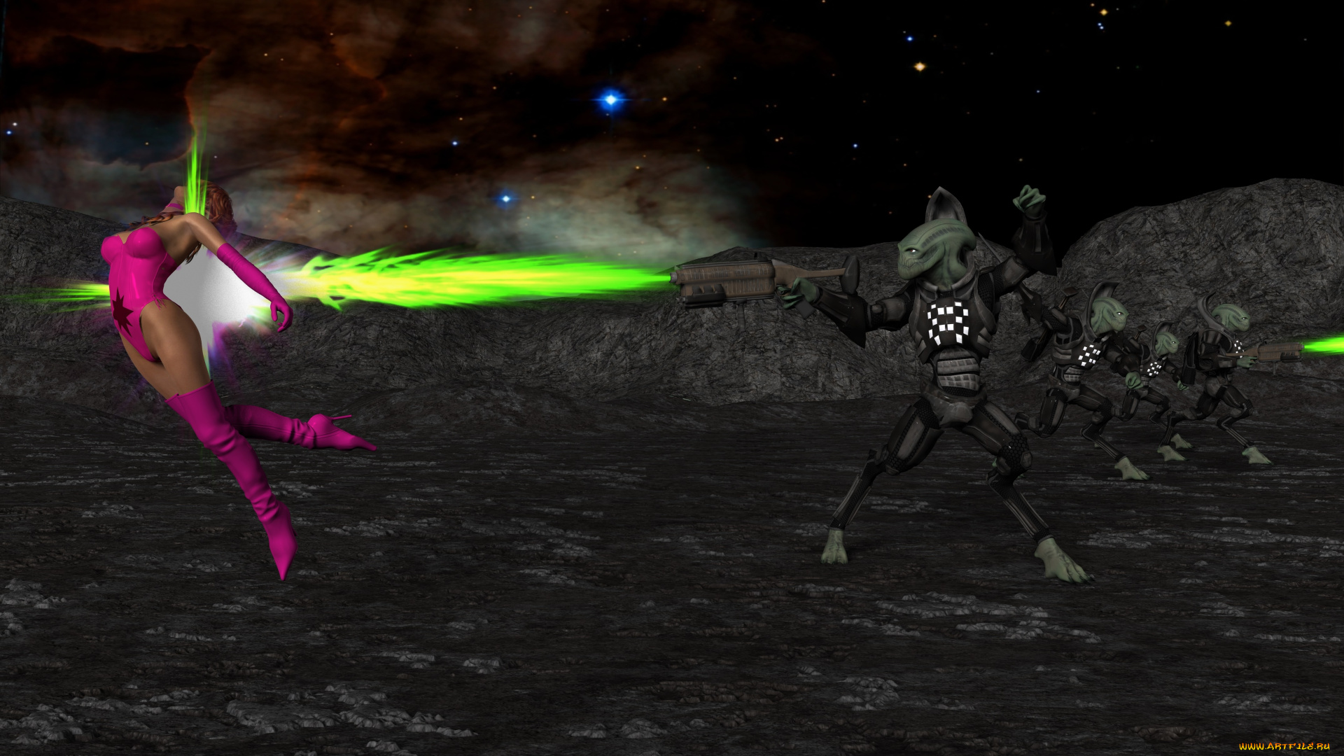 3д, графика, фантазия, , fantasy, оружие, фон, взгляд, девушка, существо