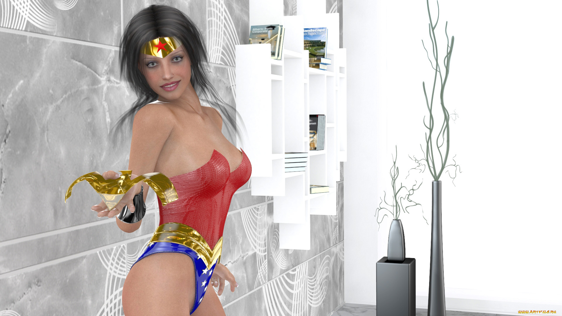 3д, графика, люди, , people, девушка, взгляд, фон, superheroine