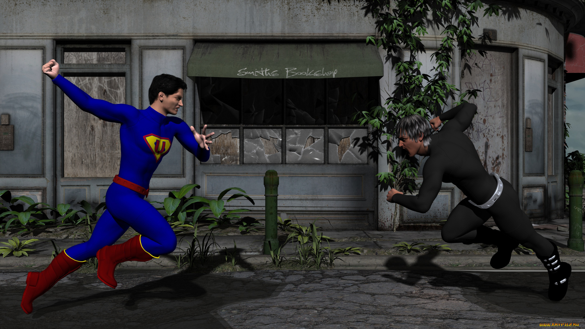 3д, графика, люди, , people, драка, фон, взгляд, мужчины