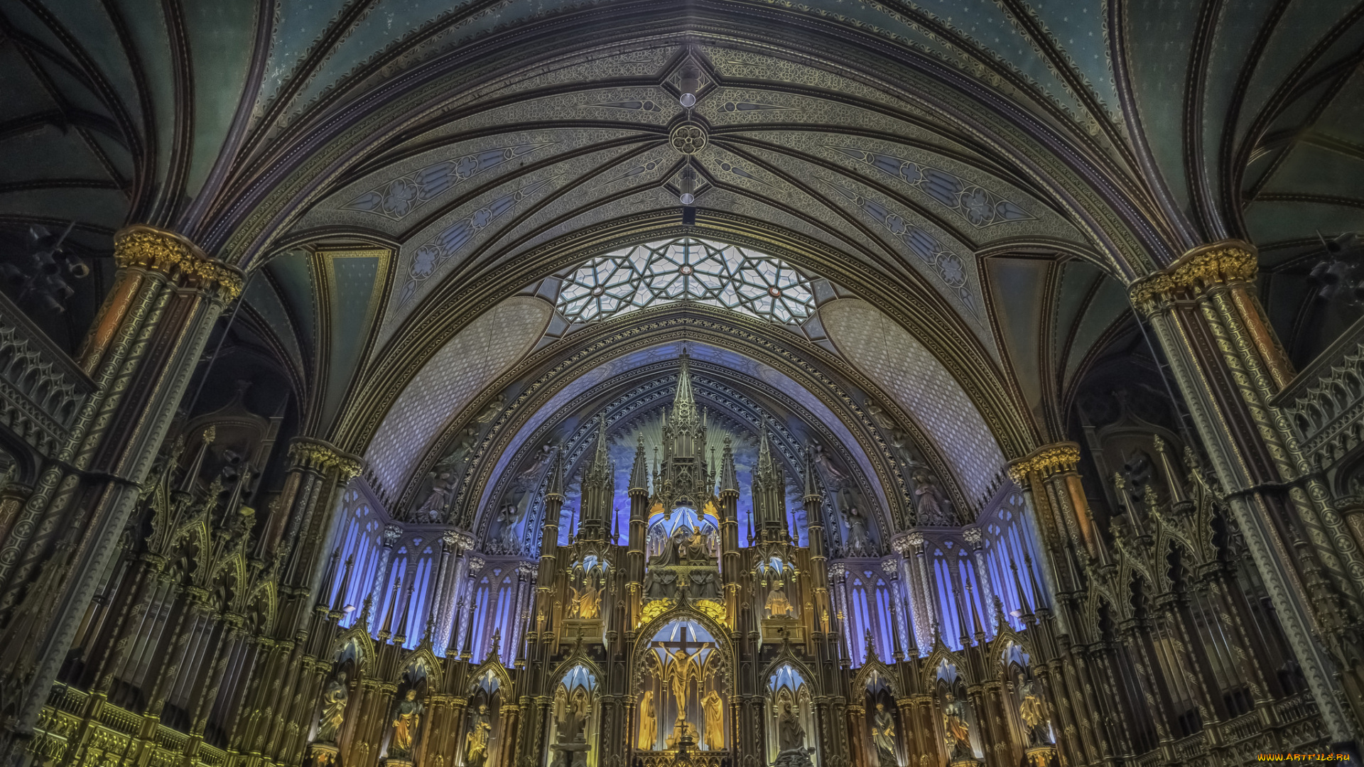 basilique, notre, dame, de, montr&, 233, al, интерьер, убранство, , роспись, храма, собор