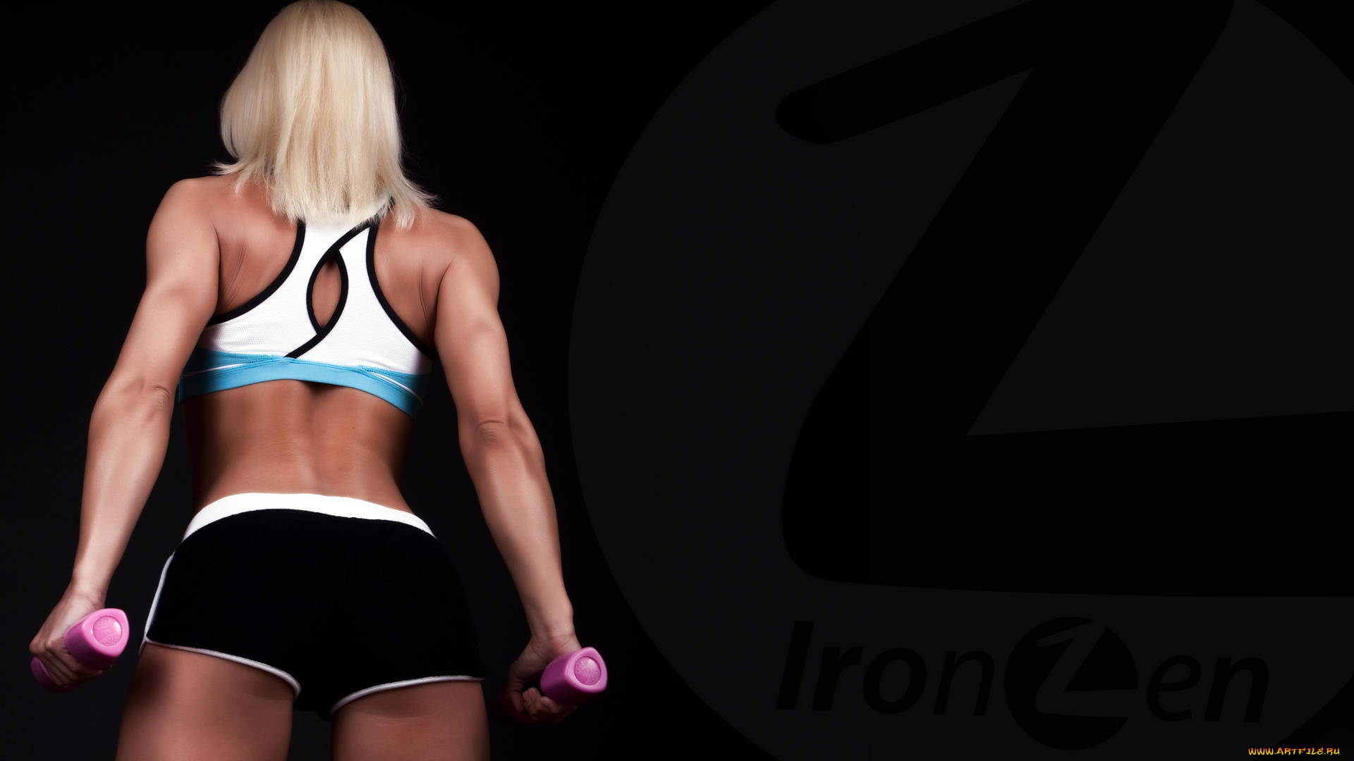 девушки, -unsort, , блондинки, мышцы, гантели, фитнесс, шорты, топ, спина, блондинка