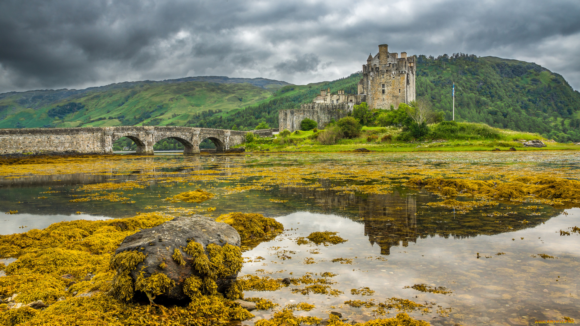 eilean, donan, castle, города, замок, эйлен-донан, , шотландия, замок, мост, озеро
