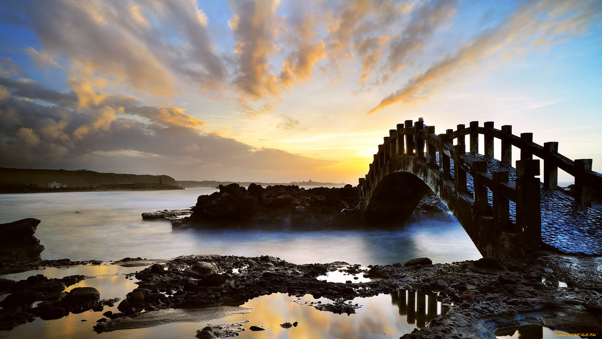 города, -, мосты, пейзаж, залив, мост