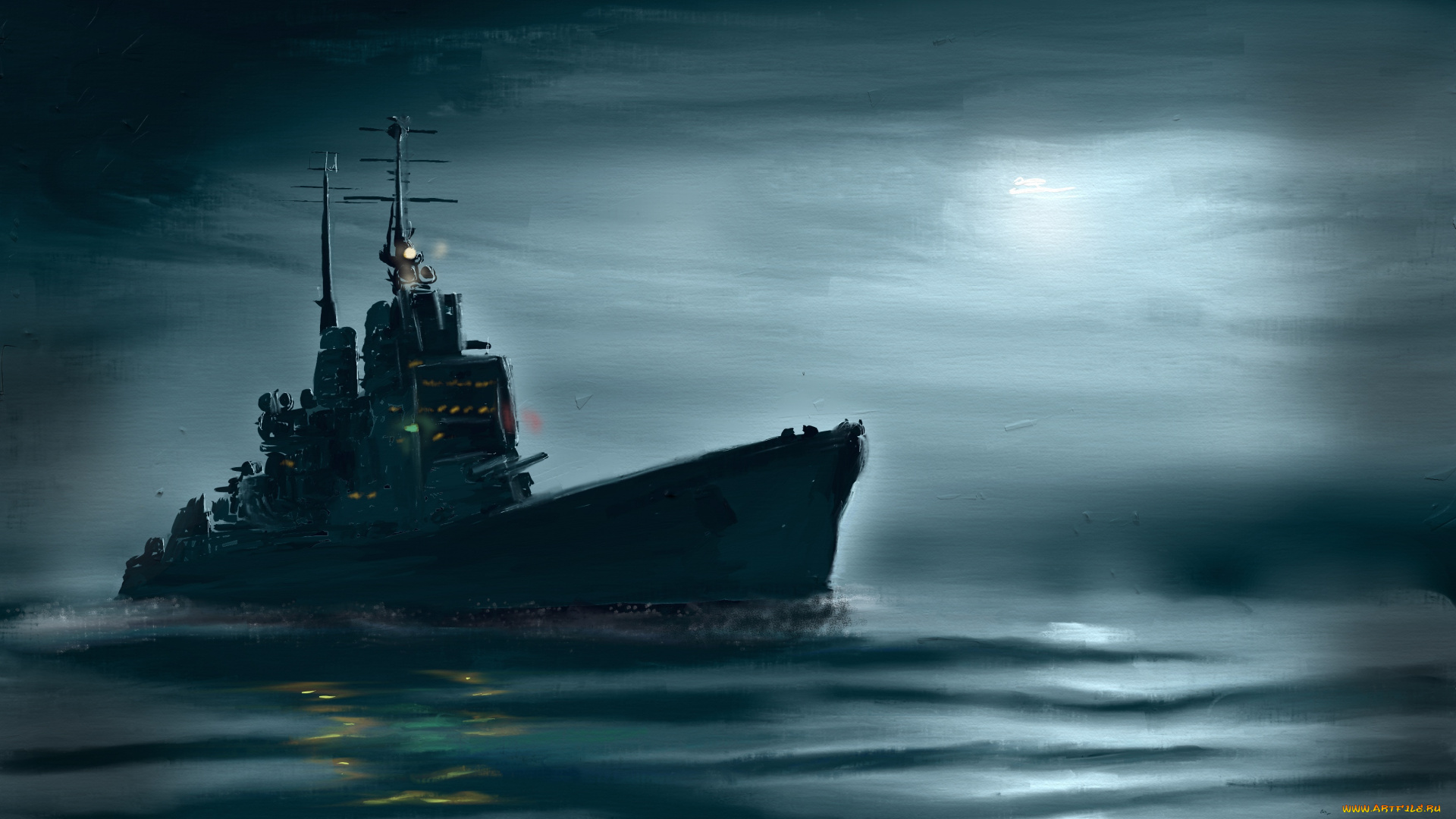 корабли, рисованные, второй, мировой, войны, периода, корабль, линейный, вэнгард, hms, vanguard, море