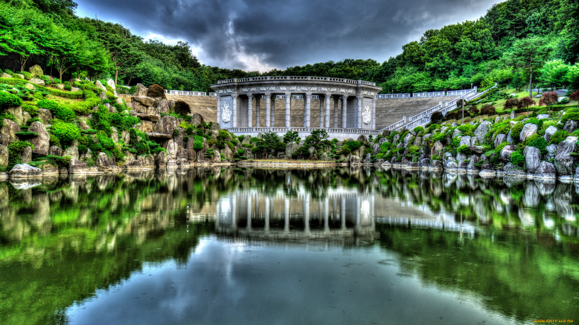 kyung, hee, universiry, города, -, здания, , дома, парк, пруд, павильон