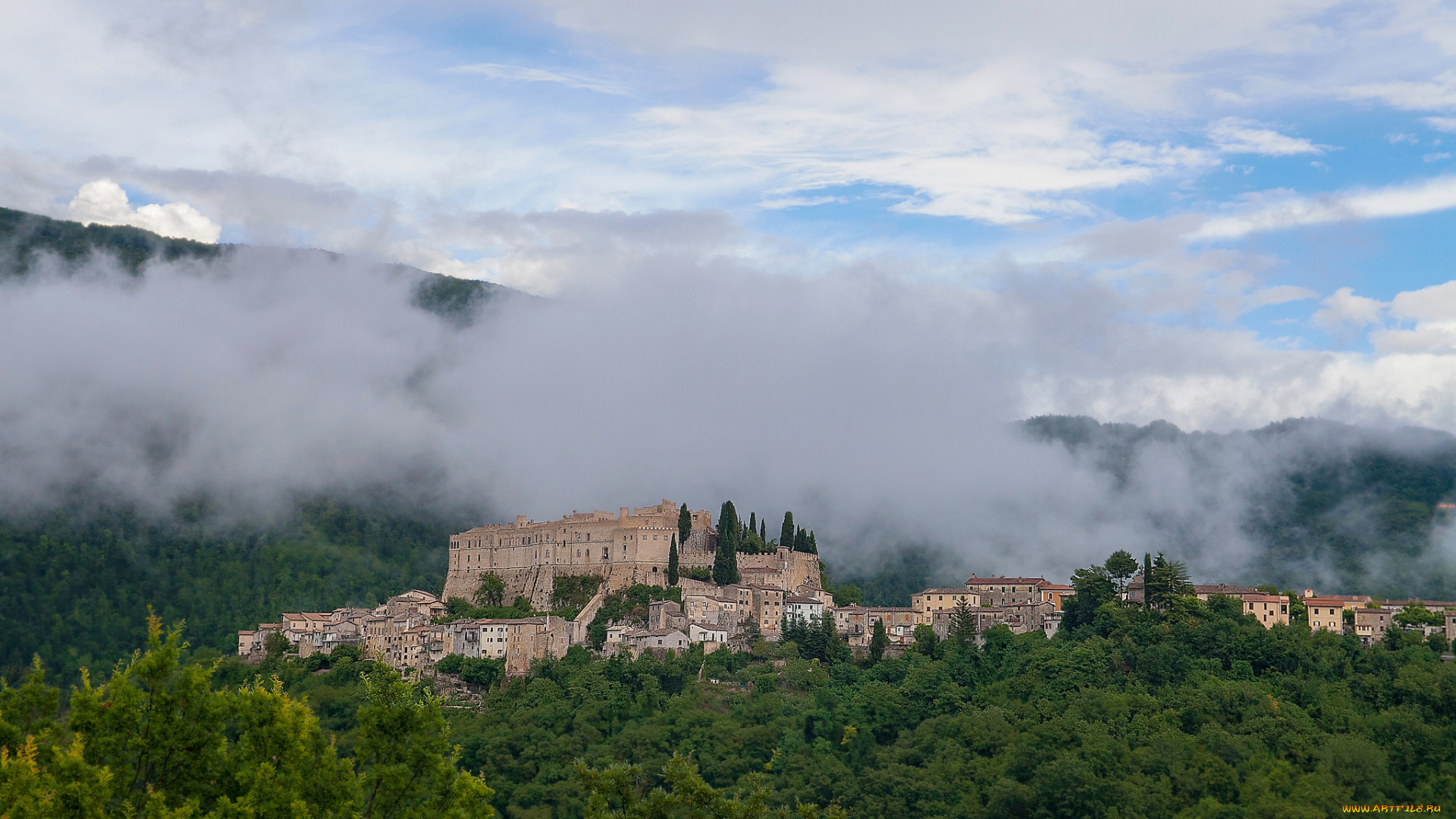 rocca, sinibalda, , italia, города, -, пейзажи, горы, лес, коммуна