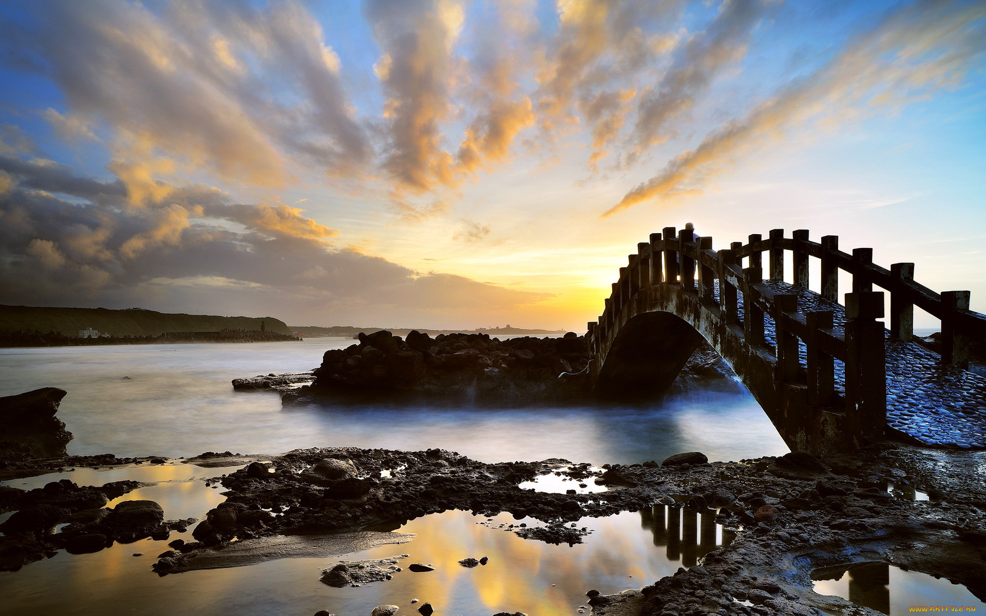 города, -, мосты, пейзаж, залив, мост