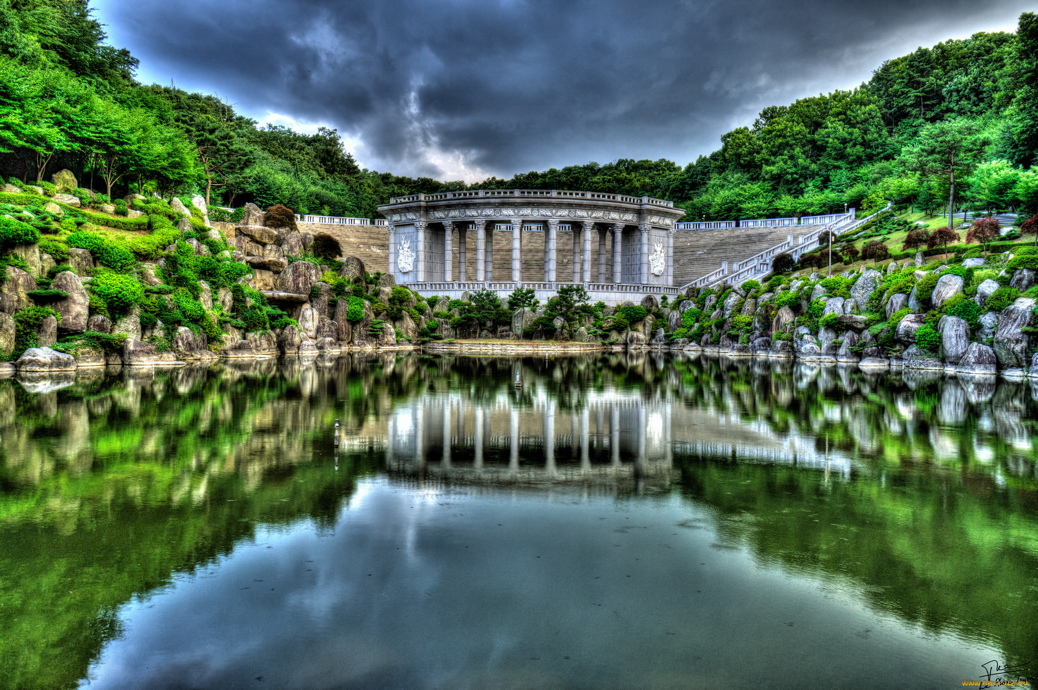 kyung, hee, universiry, города, -, здания, , дома, парк, пруд, павильон