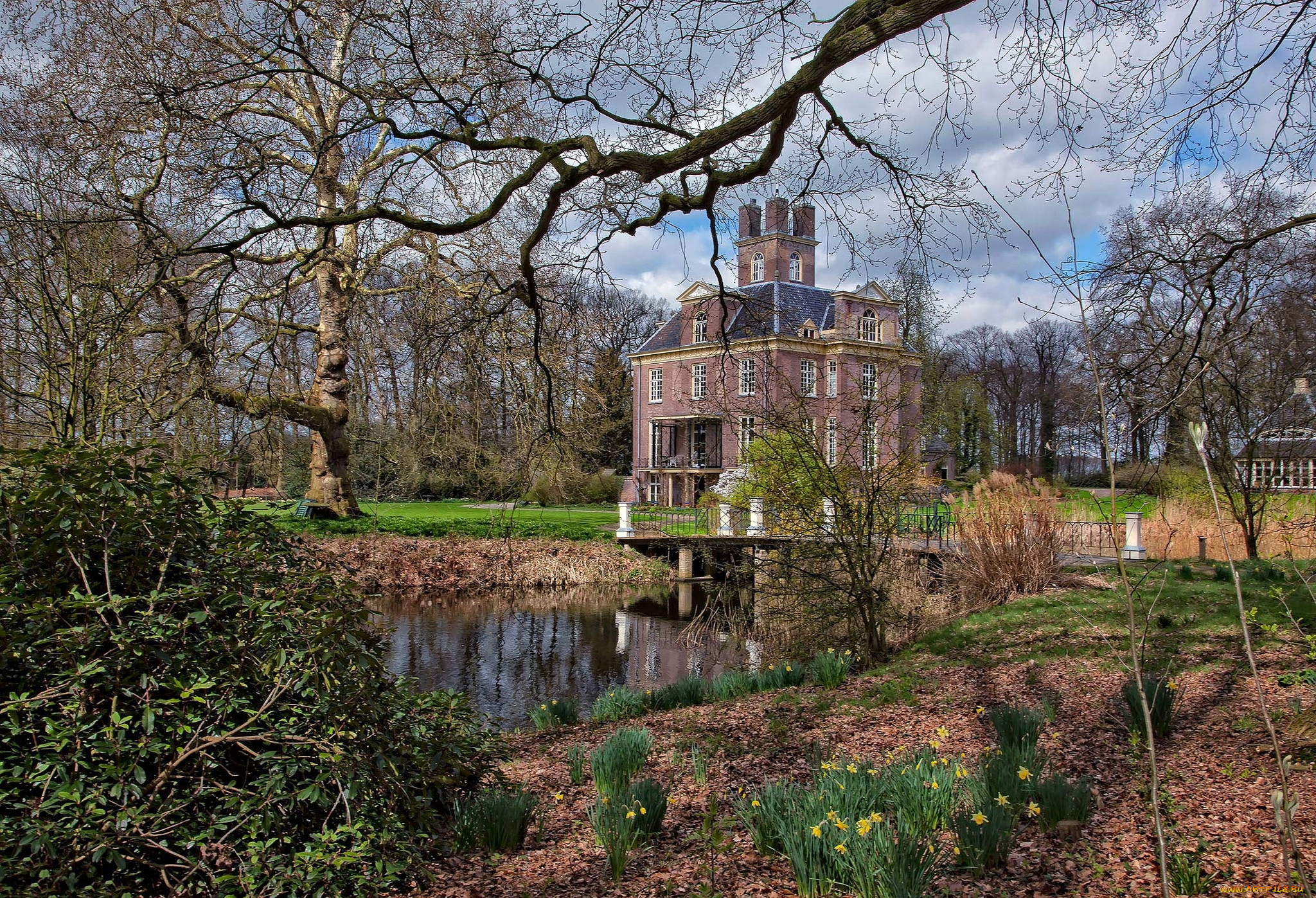 oldenaller, города, -, здания, , дома, особняк, пруд, лес