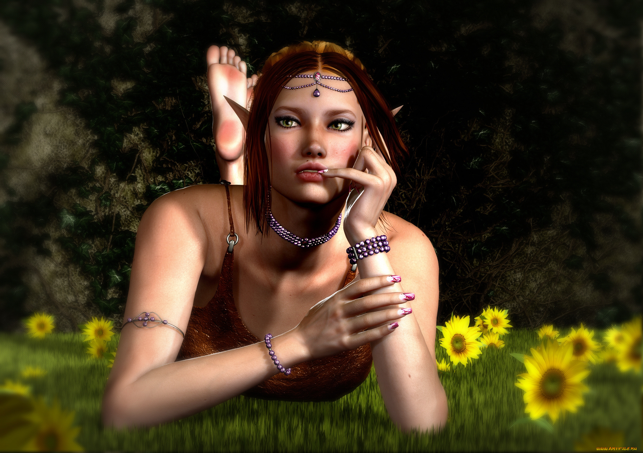 3д, графика, эльфы, , elves, фон, взгляд, эльфийка