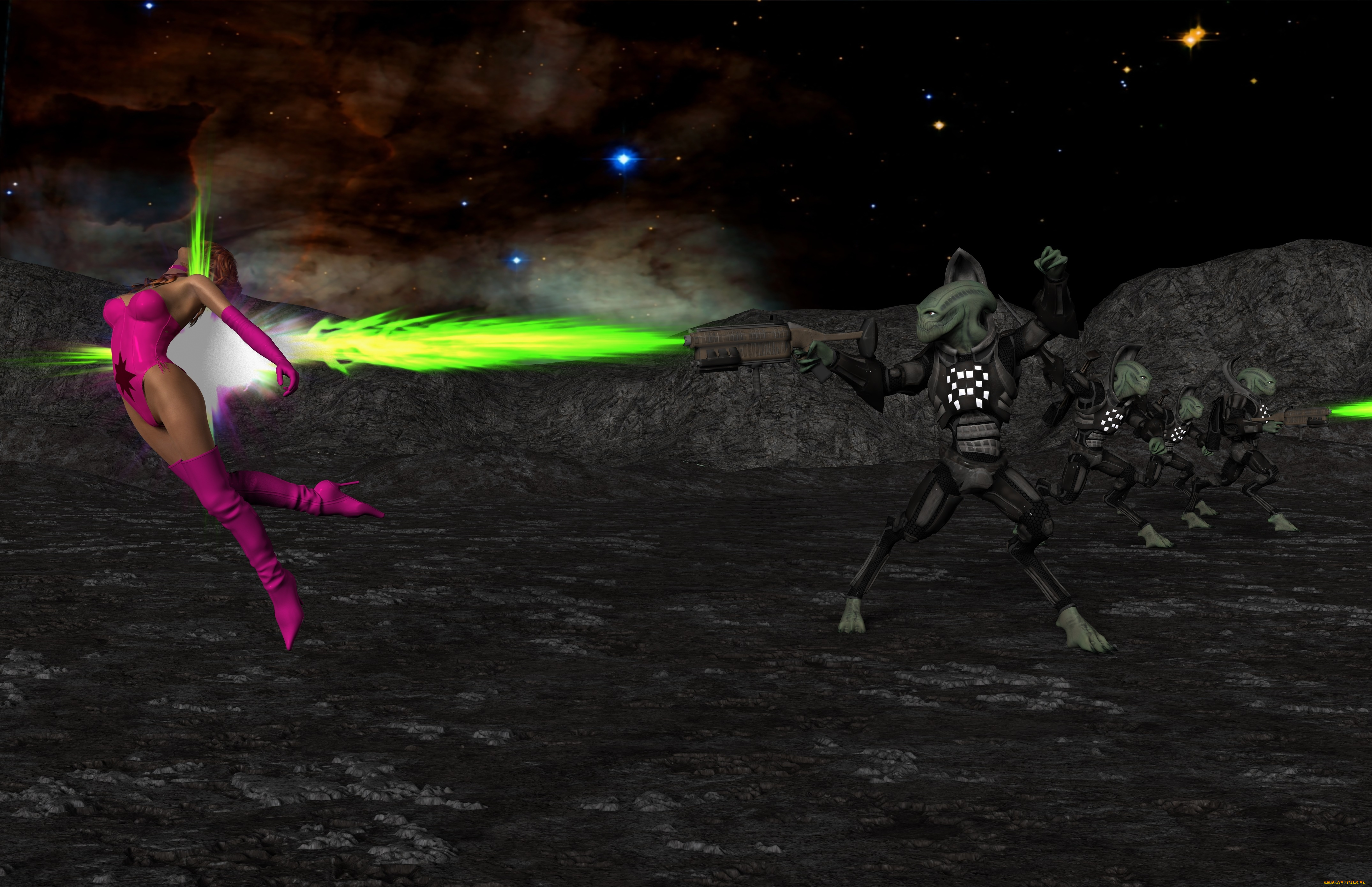 3д, графика, фантазия, , fantasy, оружие, фон, взгляд, девушка, существо