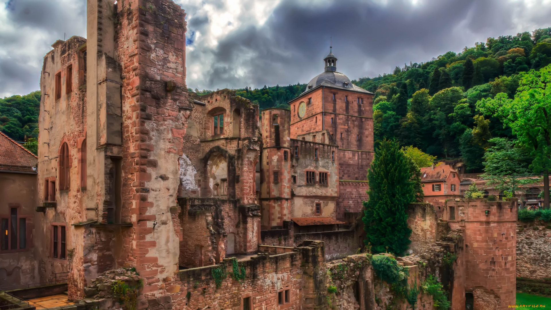 castillo, de, heidelberg, города, замки, германии, простор