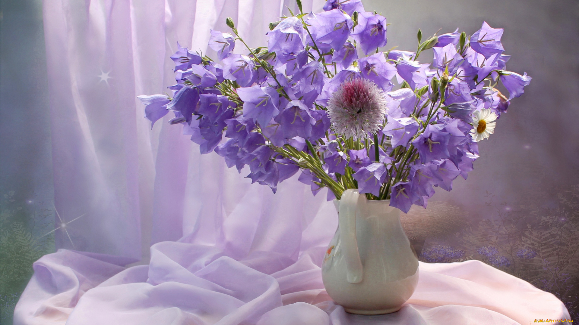 цветы, колокольчики, натюрморт, лето