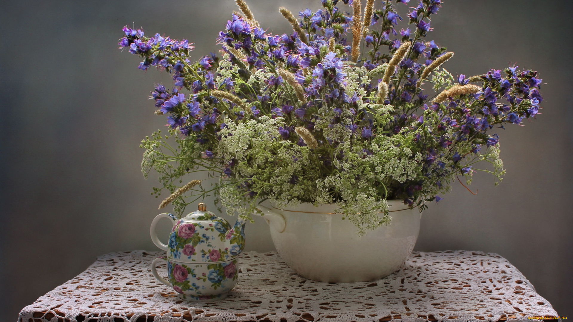 цветы, луговые, , полевые, , цветы, натюрморт, кружево, лето, скатерть