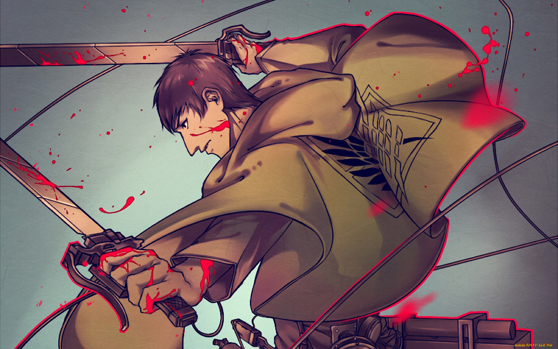 аниме, shingeki, no, kyojin, атака, титанов