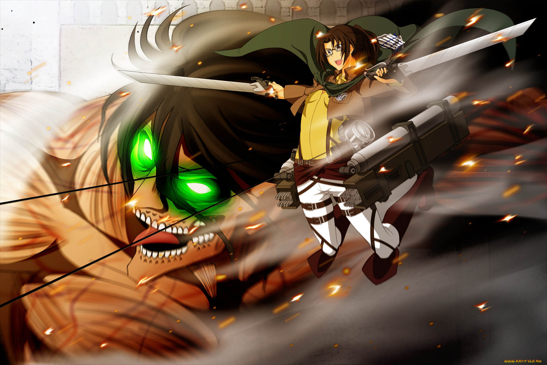 аниме, shingeki, no, kyojin, атака, титанов