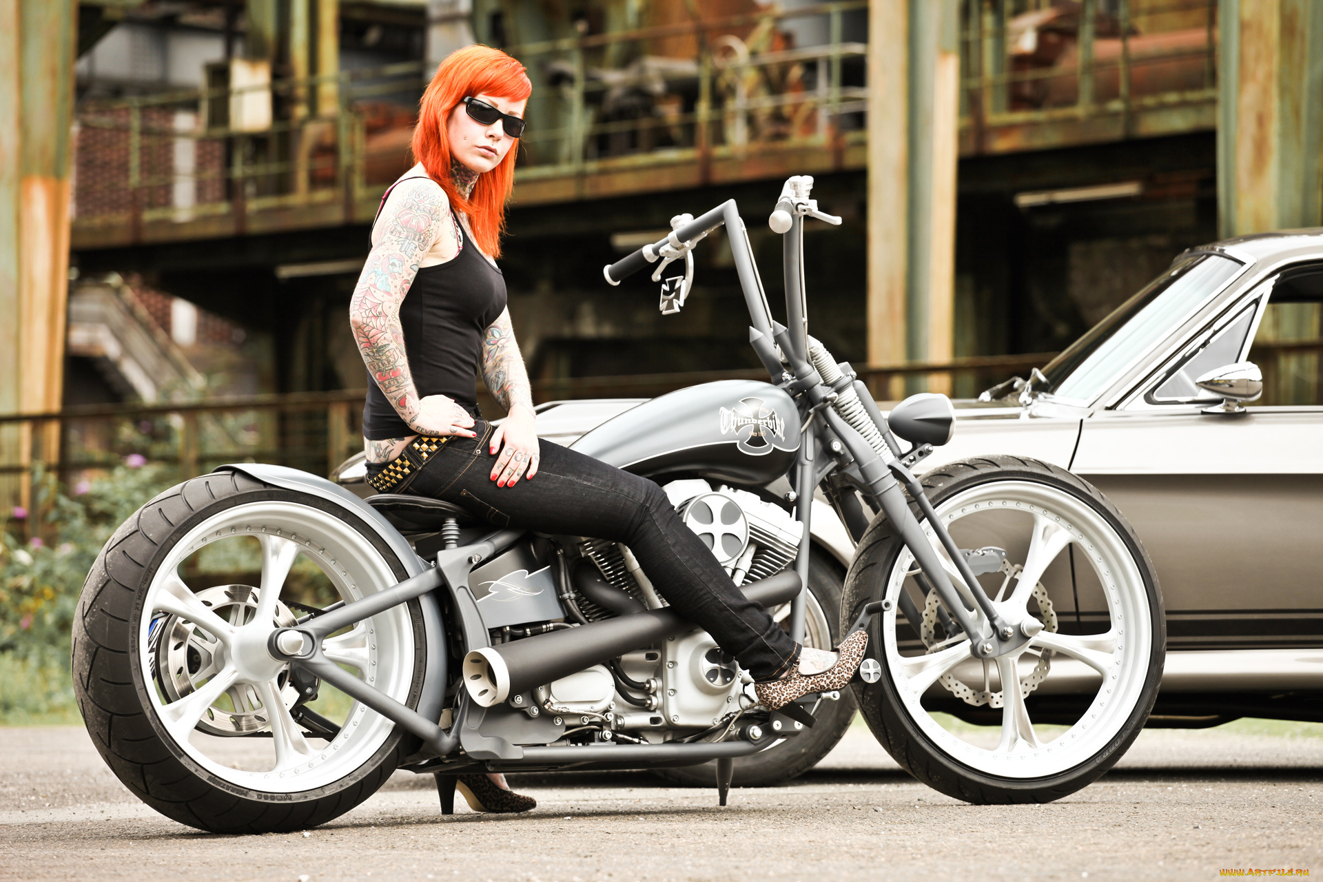 мотоциклы, мото, с, девушкой, motorcycle