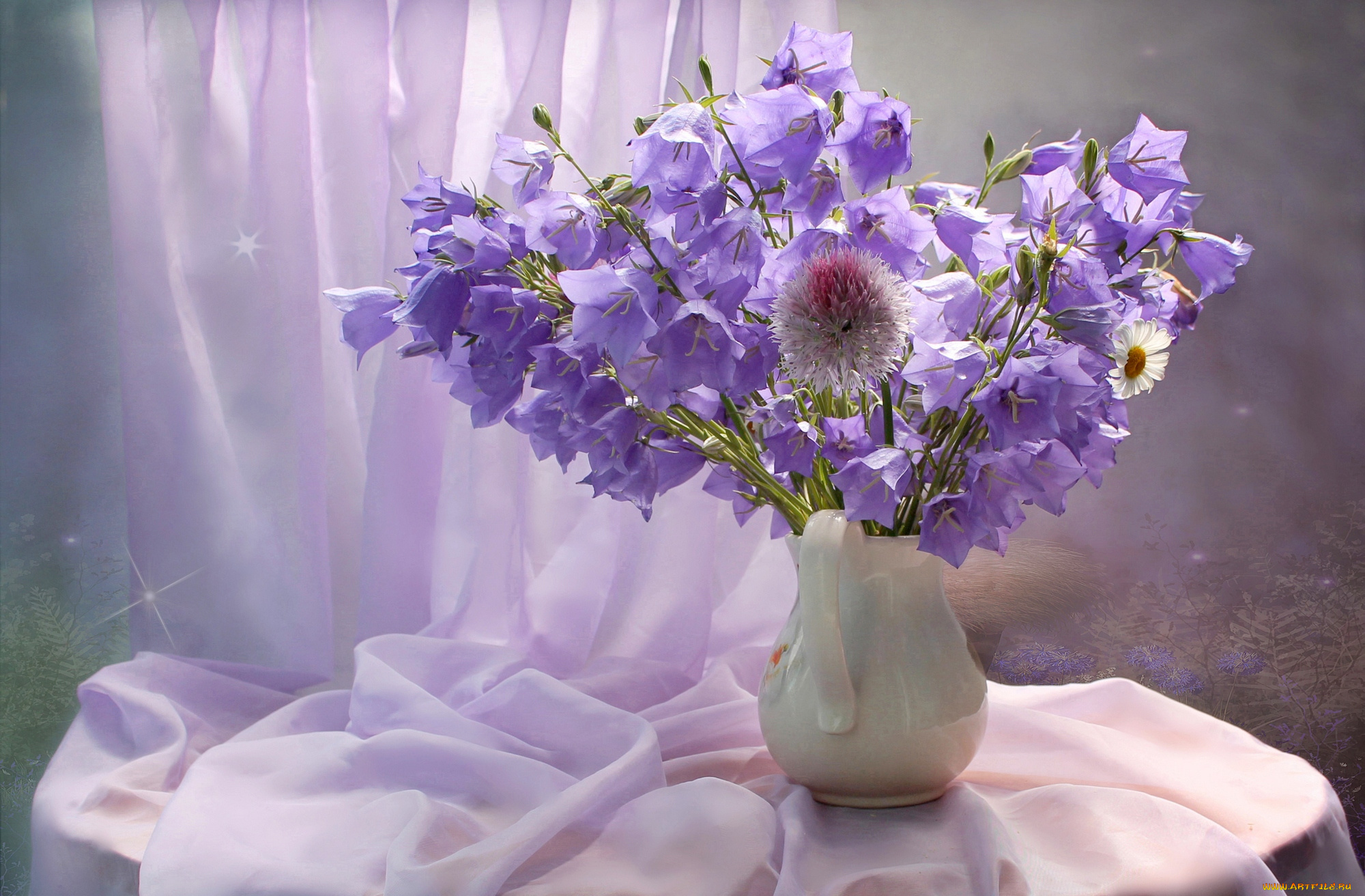 цветы, колокольчики, натюрморт, лето