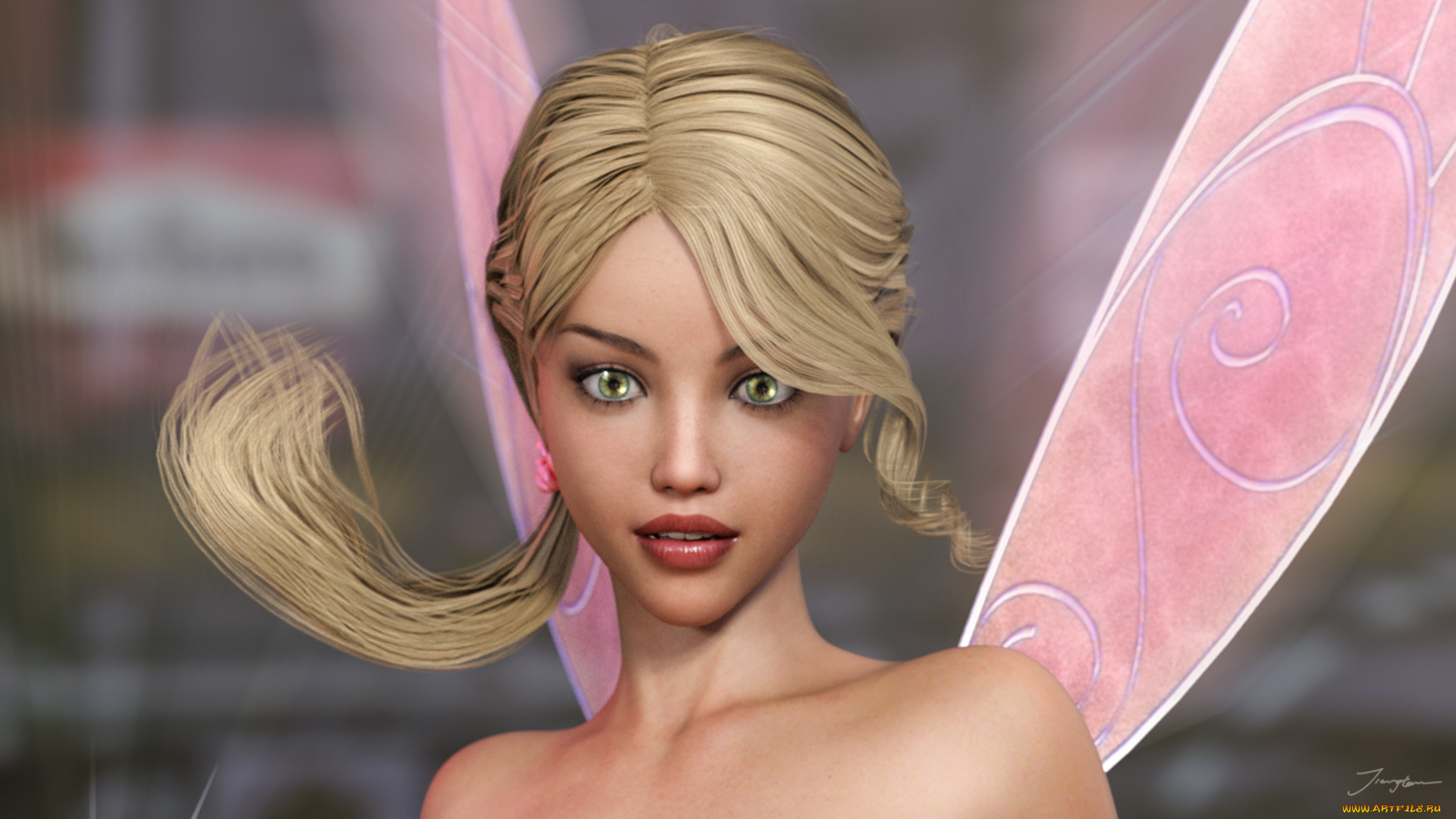 3д, графика, эльфы, , elves, фон, взгляд, девушка