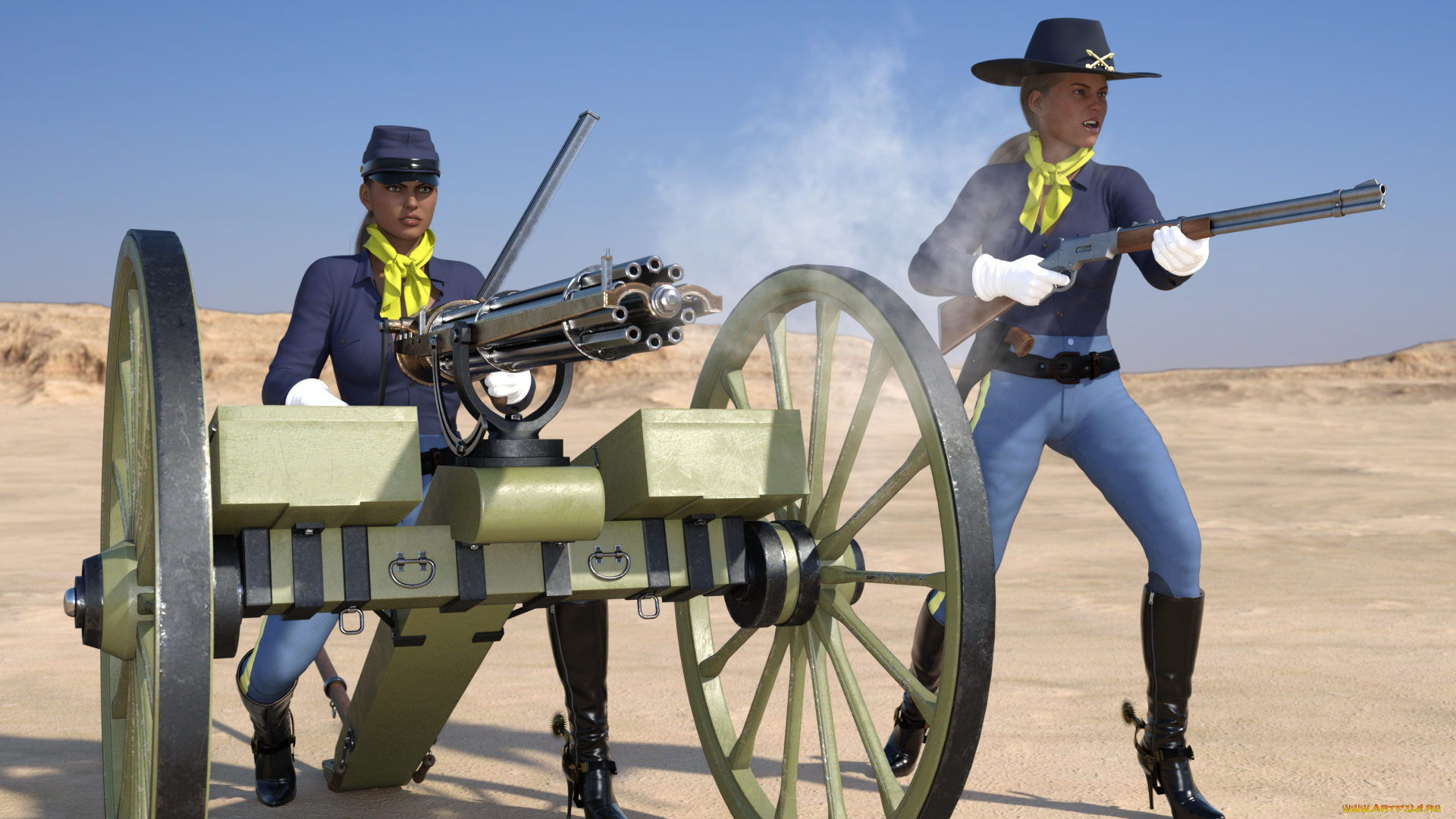 3д, графика, фантазия, , fantasy, девушки, взгляд, фон