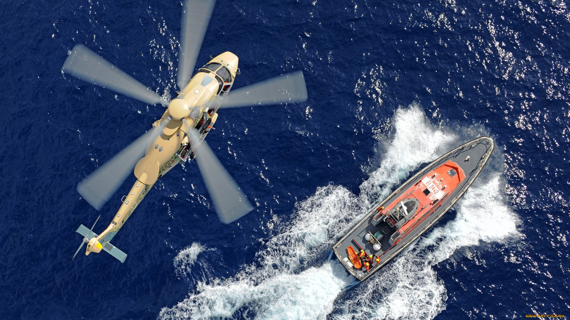 авиация, вертолёты, спасатели, катер, вертолет, небо, высота, море