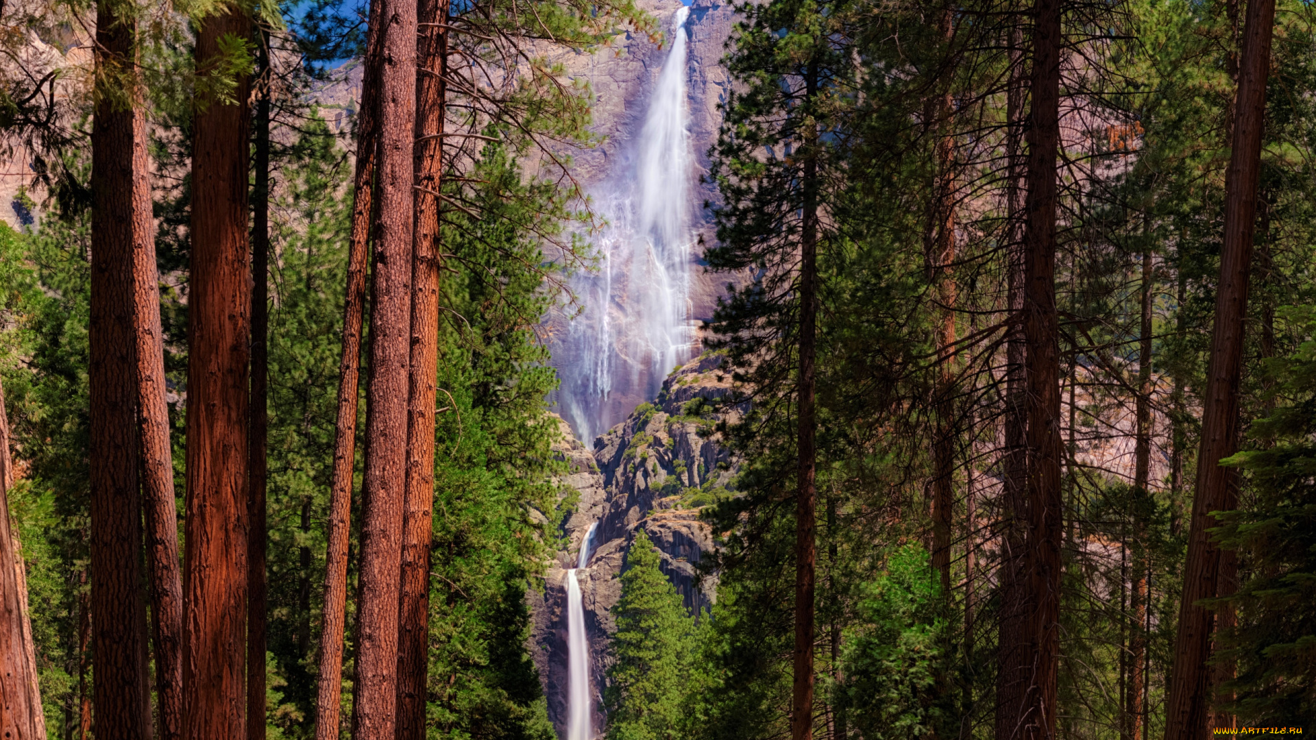 природа, водопады, скалы, лес, водопад
