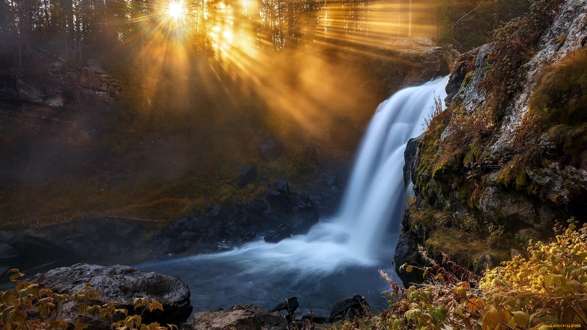 природа, водопады, вода, водопад, поток