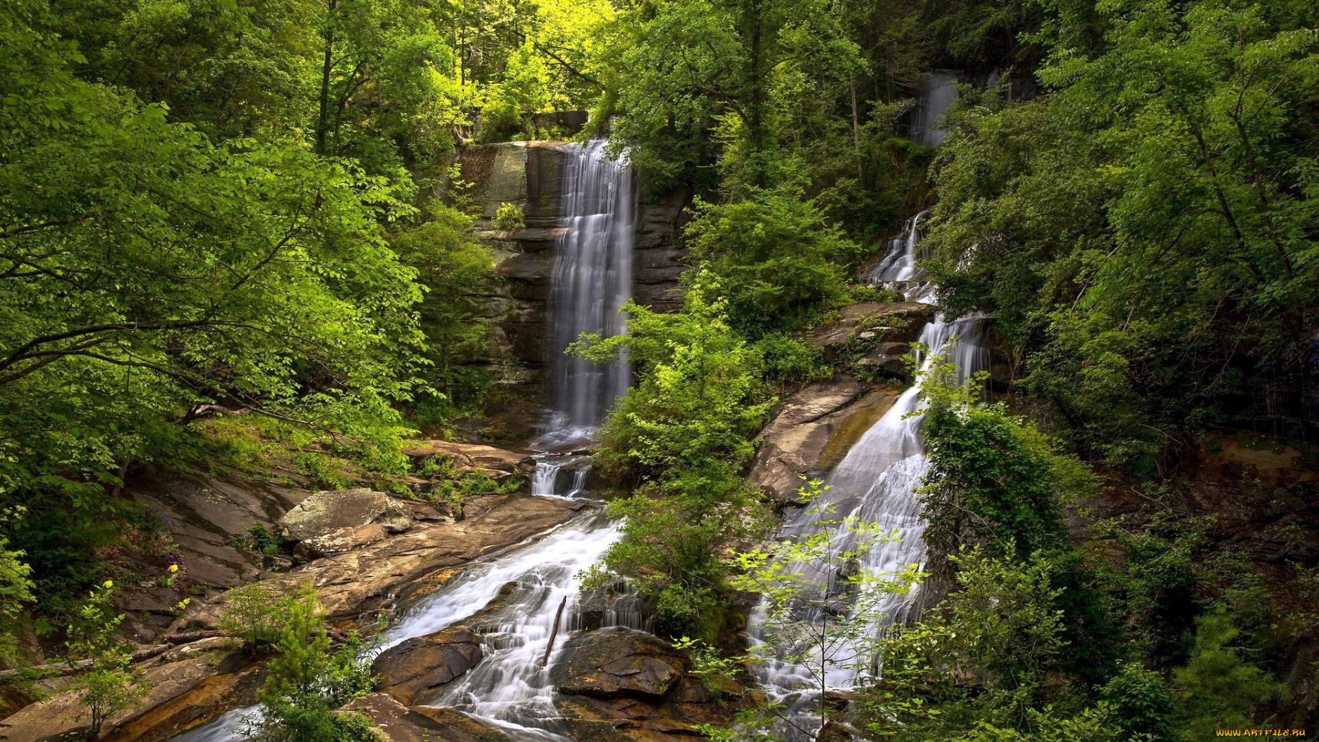 природа, водопады, вода, водопад, поток