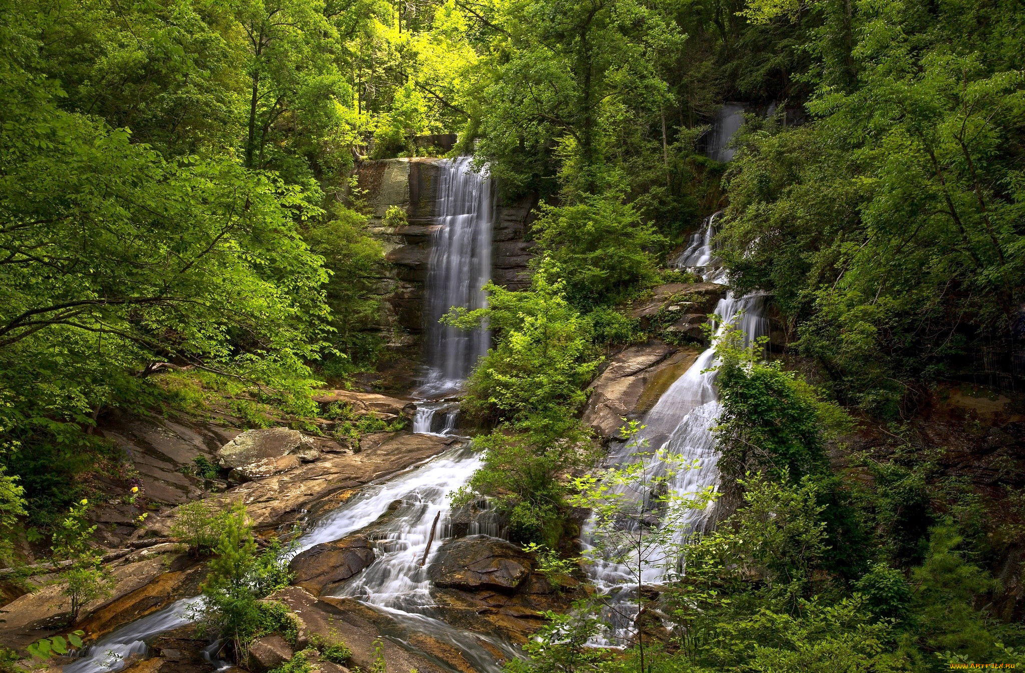 природа, водопады, вода, водопад, поток