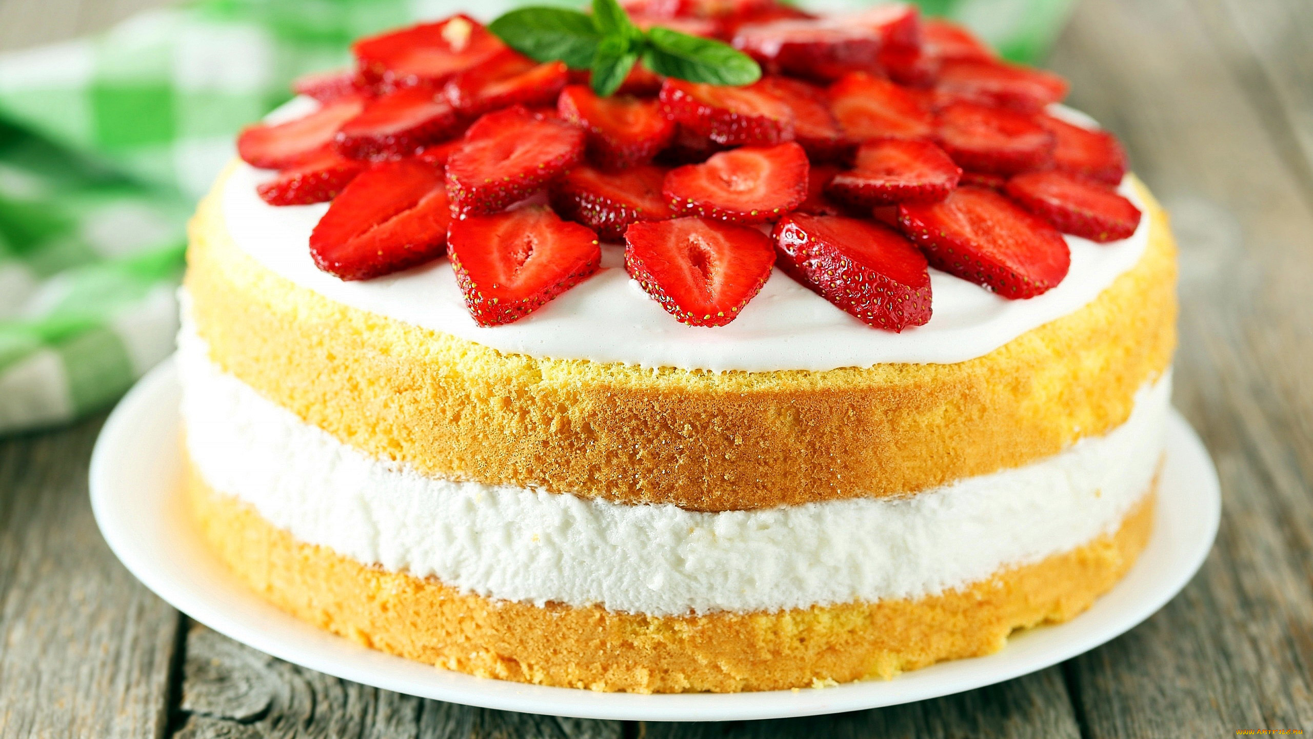 еда, торты, клубника, торт