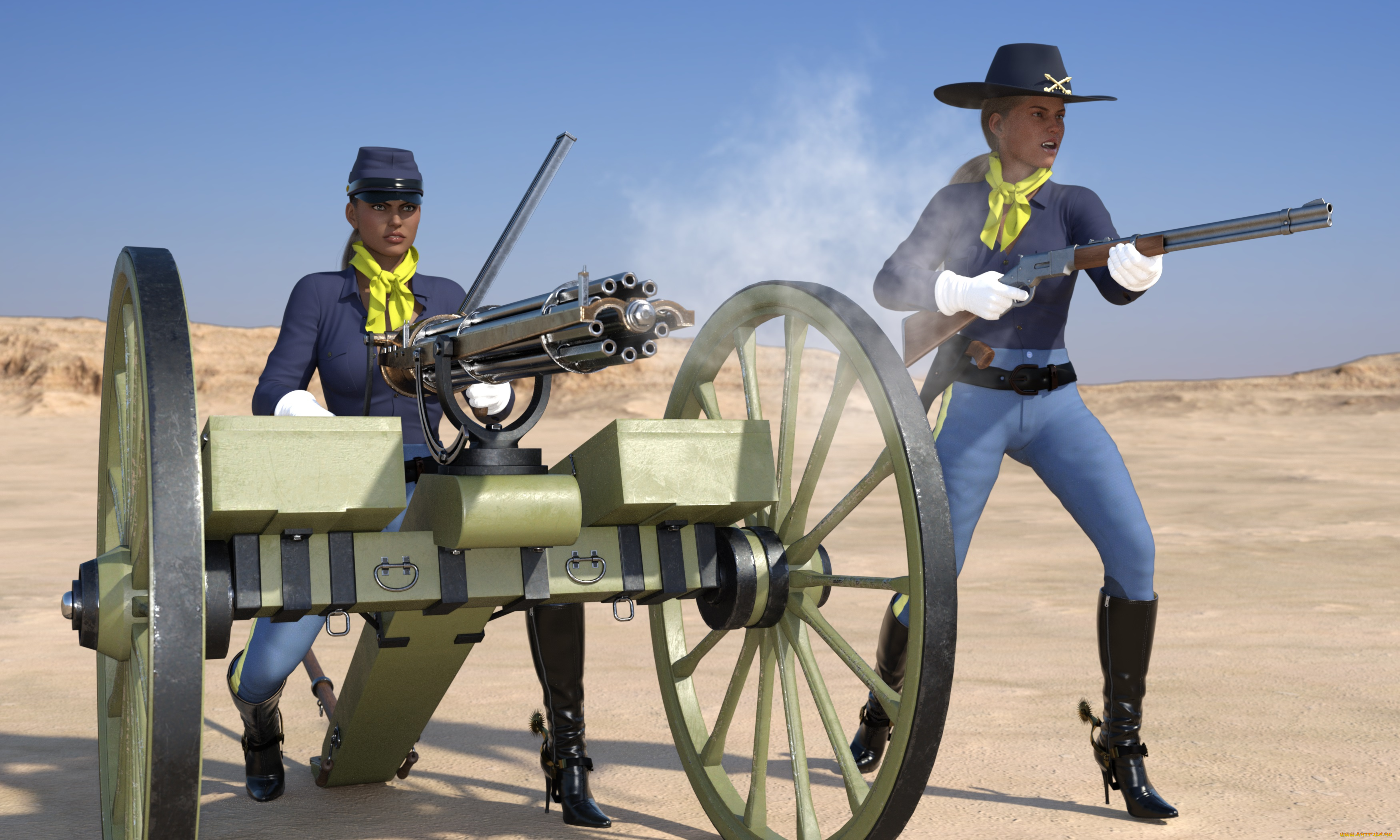 3д, графика, фантазия, , fantasy, девушки, взгляд, фон