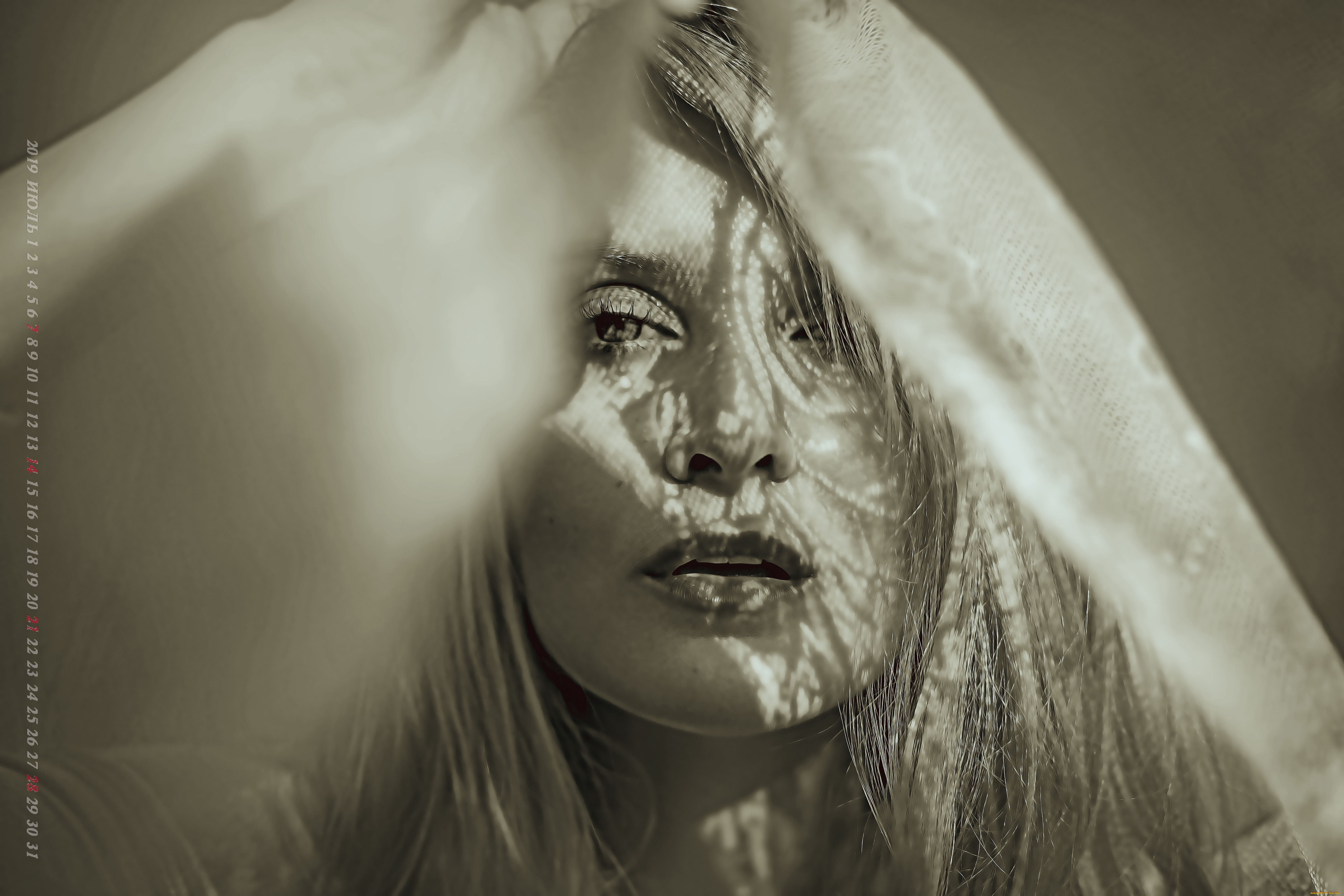 календари, компьютерный, дизайн, взгляд, девушка, calendar, 2019, лицо, женщина