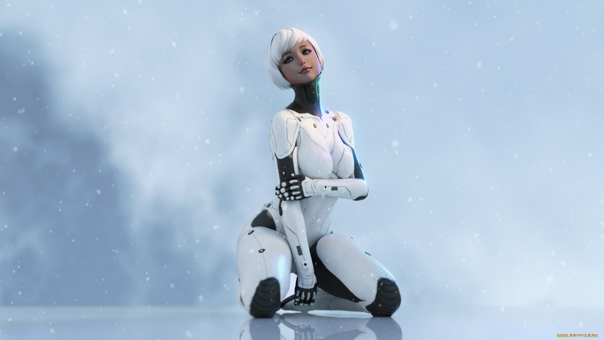 3д, графика, _science, fiction, девушка, фон, улыбка