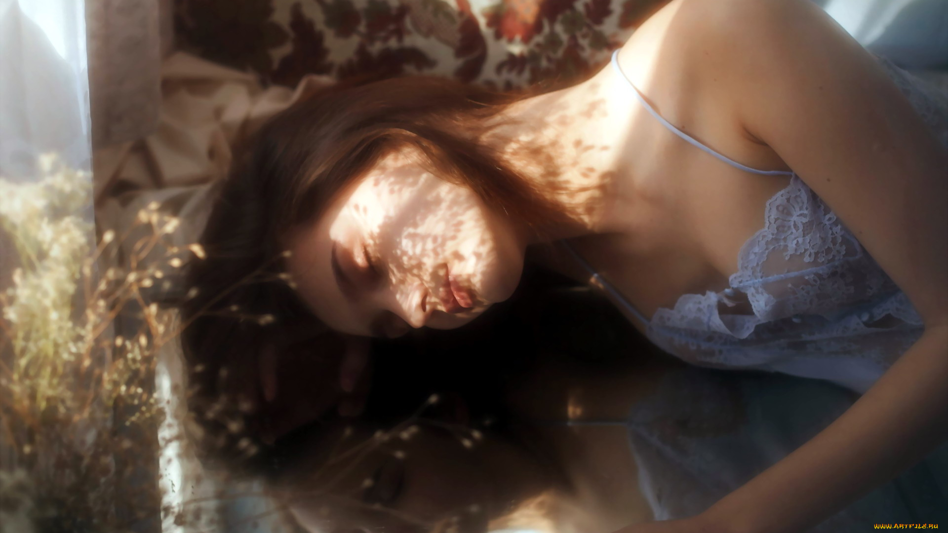 девушки, -, брюнетки, , шатенки, шатенка, белье, зеркало