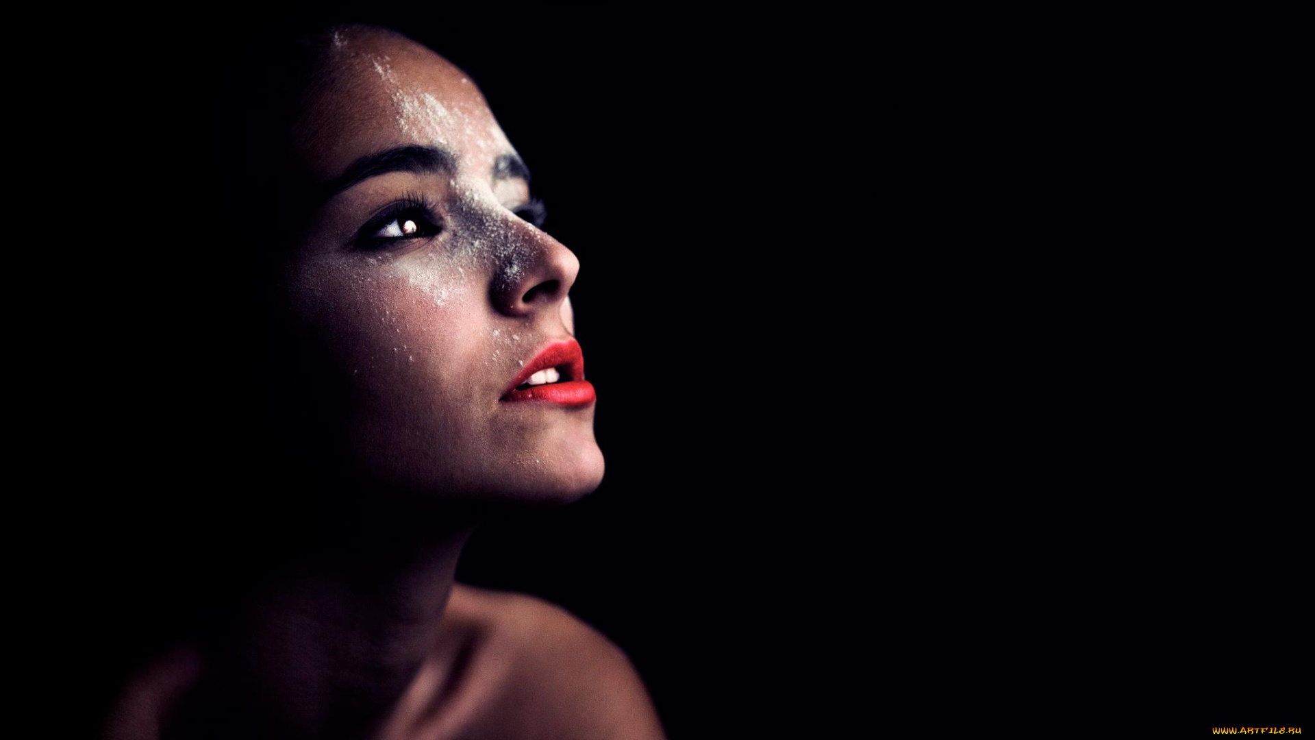 девушки, -, лица, , портреты, лицо, пыль