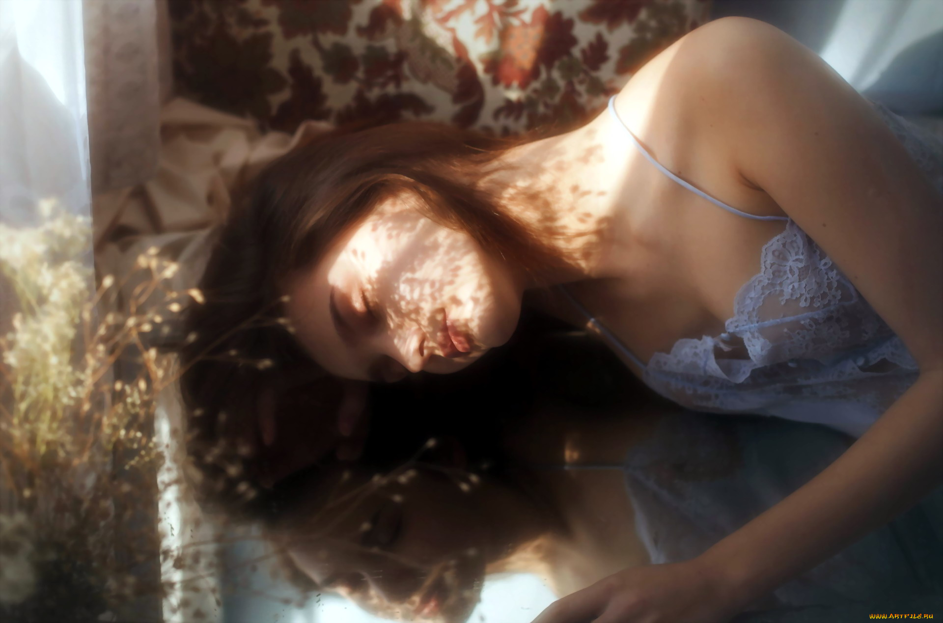 девушки, -, брюнетки, , шатенки, шатенка, белье, зеркало