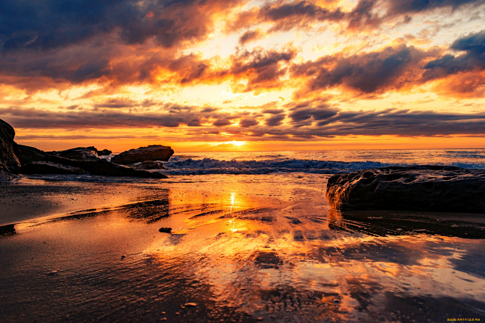 природа, восходы, закаты, закат, облака