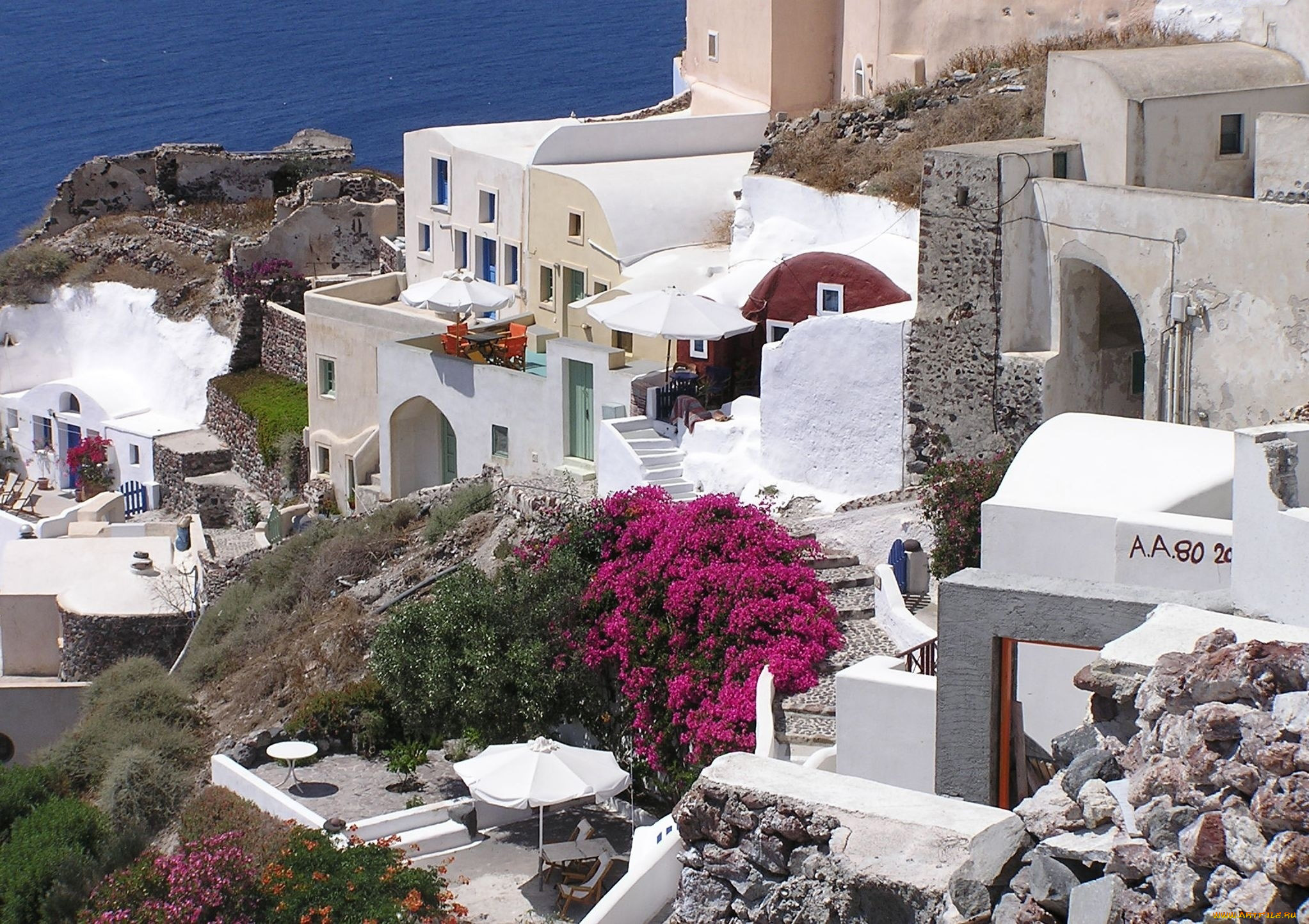 города, санторини, , греция, дома