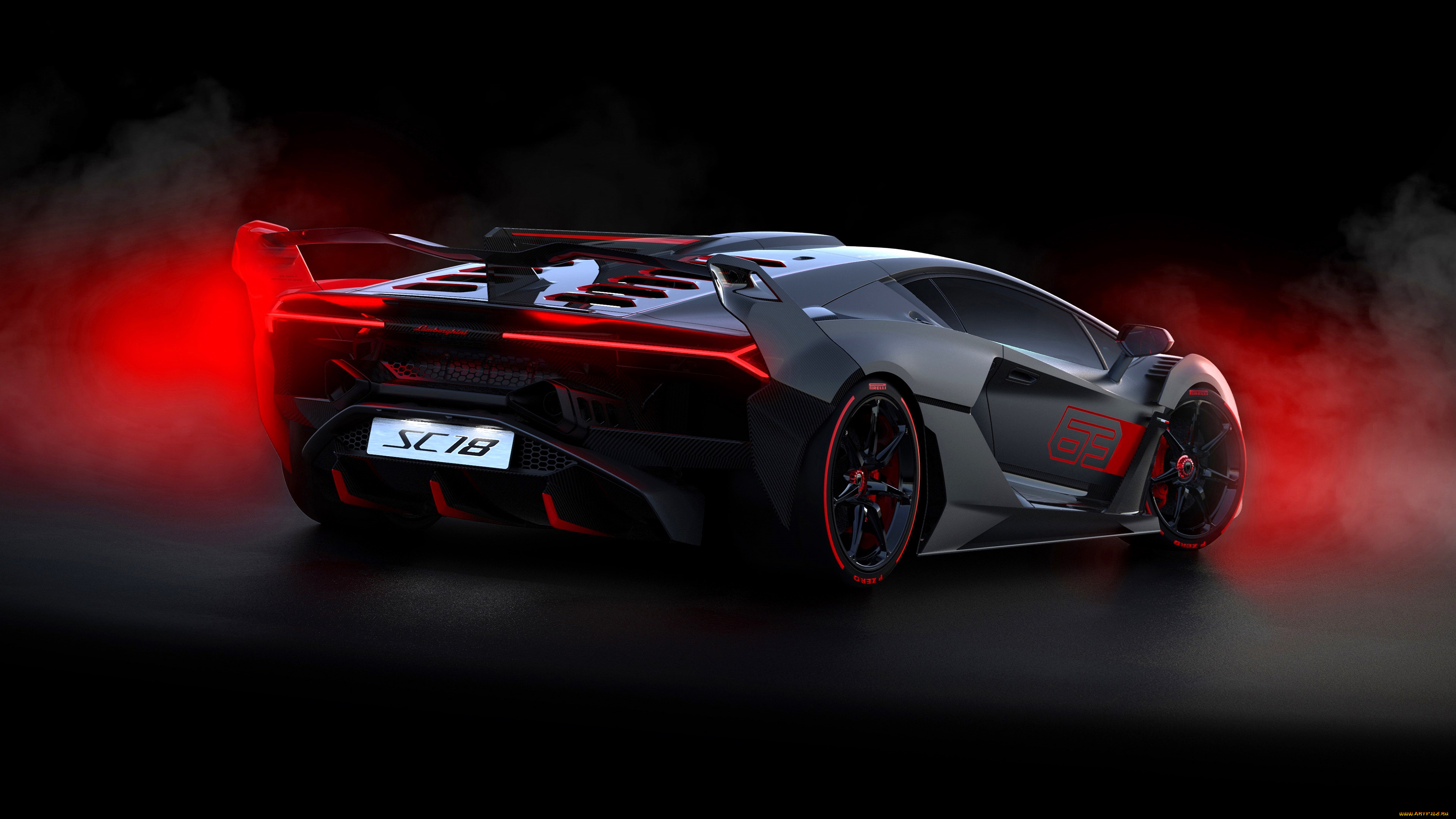 lamborghini, sc18, автомобили, lamborghini, серый, дым