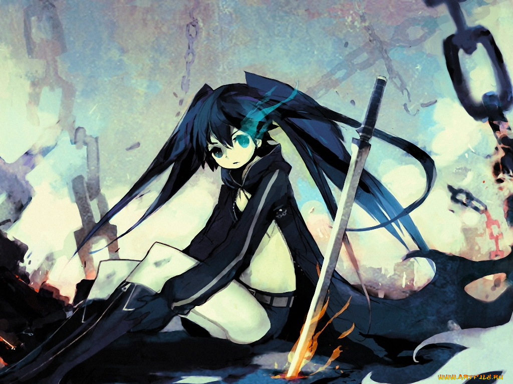 аниме, black, rock, shooter
