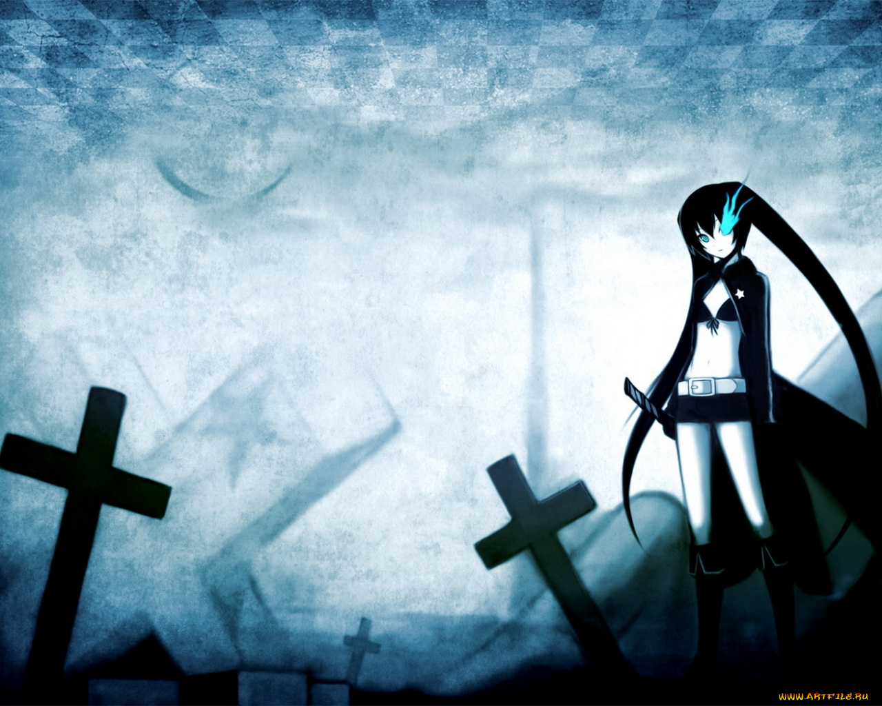 аниме, black, rock, shooter